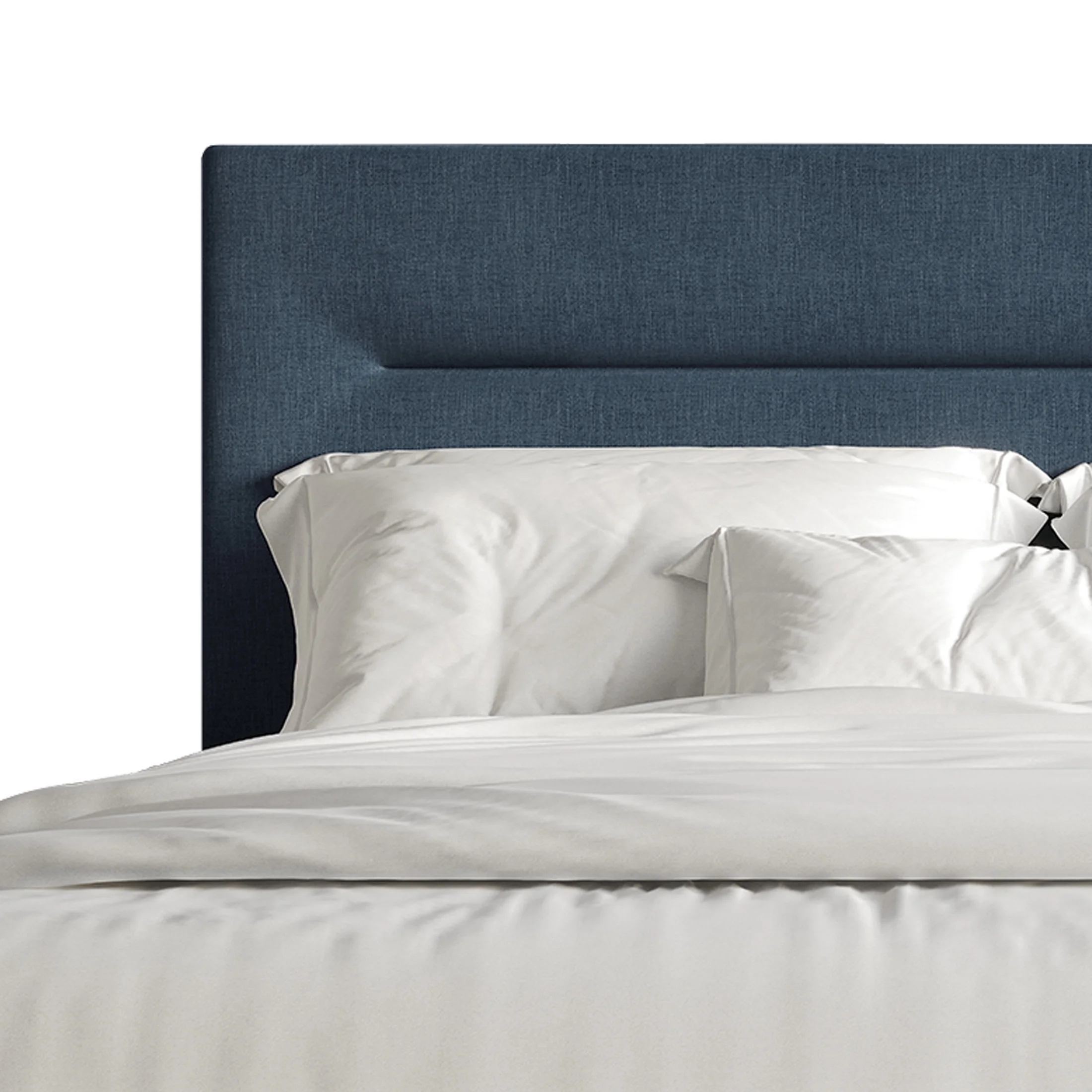 Castle Place Simple Linen Upholstered Twin Bed, Blue