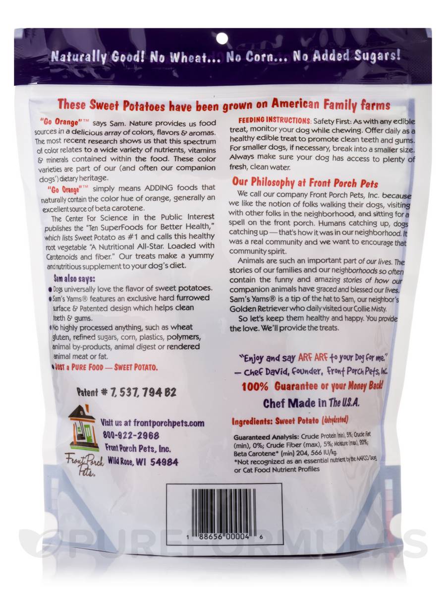 Sams Yams Sweet Potato Dog Treats, Healthy Dog Treats for Large Dogs - Sweet Potato Dog Treats A, High Fiber, Vegan Dental Chews - Big Boyz, Sweet Potato Dog Chewz, 15oz (Single Pack) 15 Ounce (Pack of 1)
