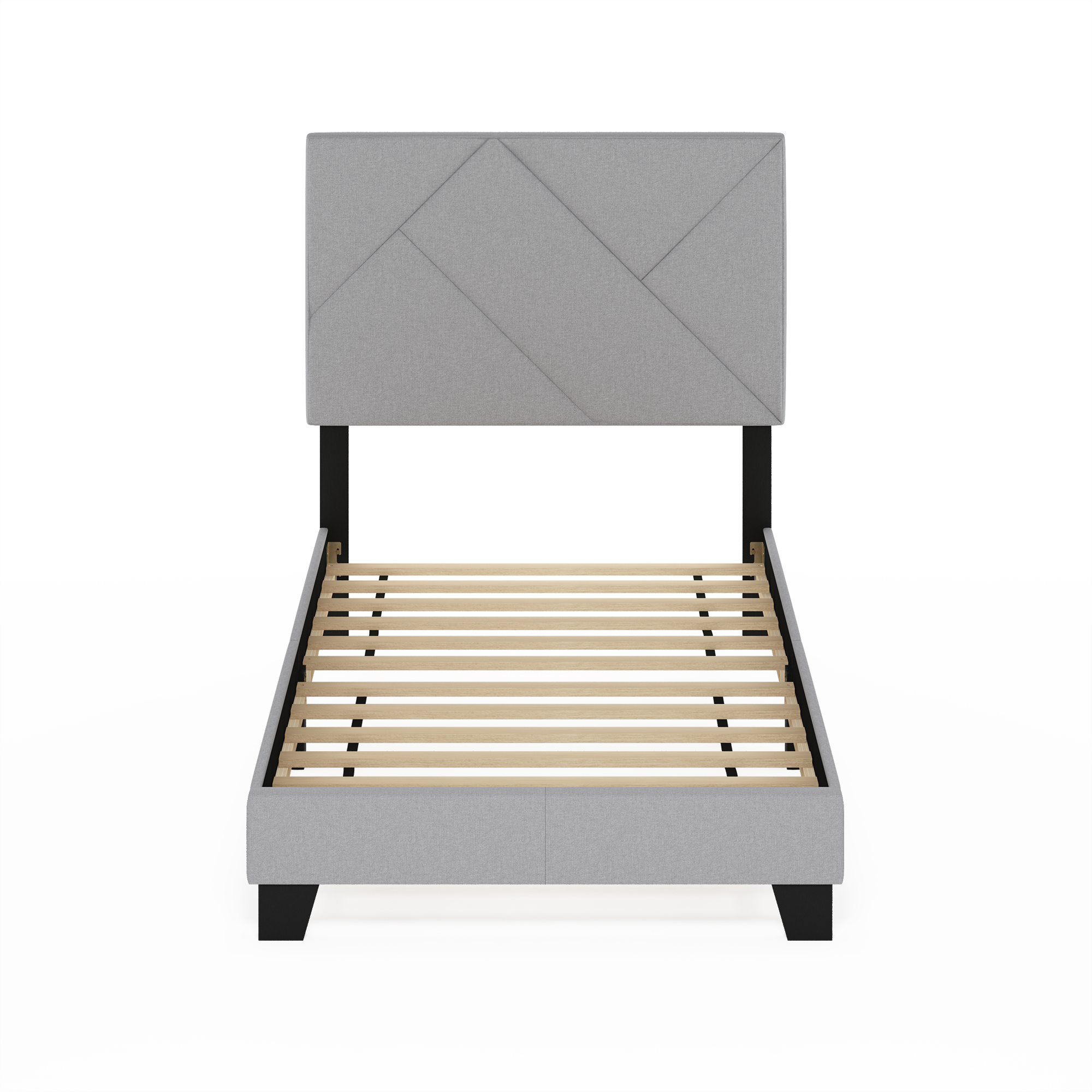 Furinno Skylar Geometric Design Headboard Bedframe, 12PC Slat Style, Glacier, Twin