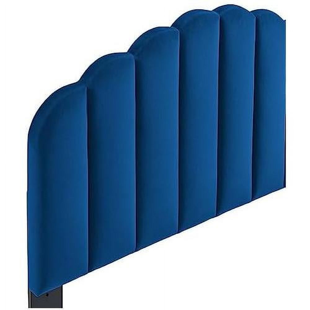 Veronique Channel Tufted Performance Velvet Upholstered Full/Queen Headboard In Navy