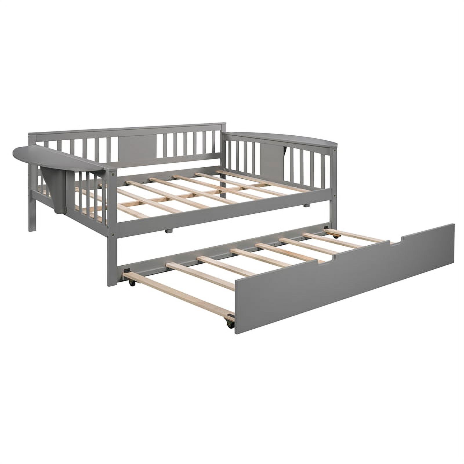 CRO Decor Full size Daybed with Twin size Trundle Wood Slat Support (Gray)