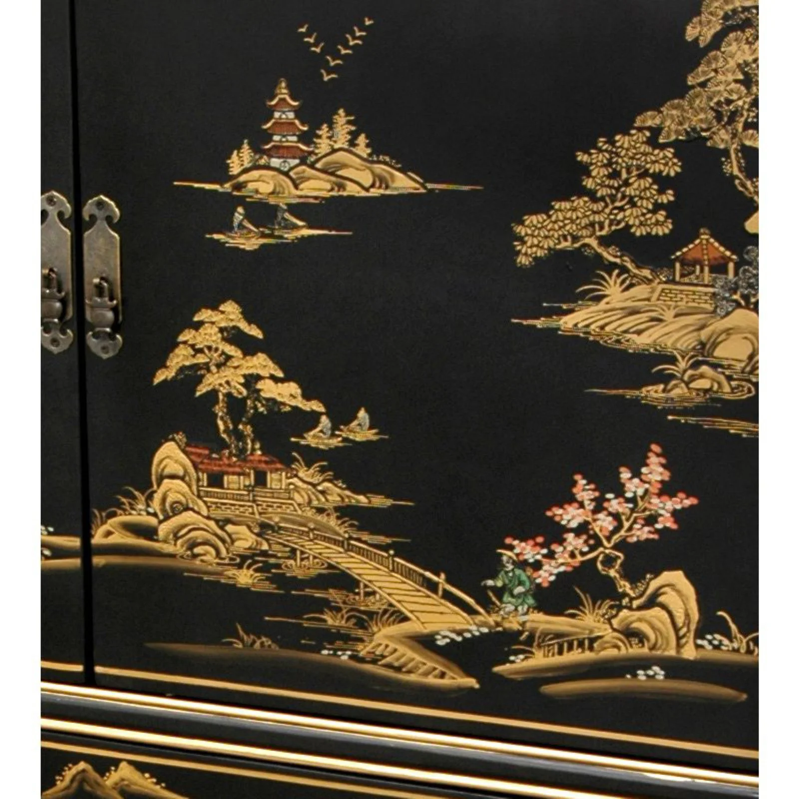 Oriental Furniture Black Lacquer Dresser, 42.00