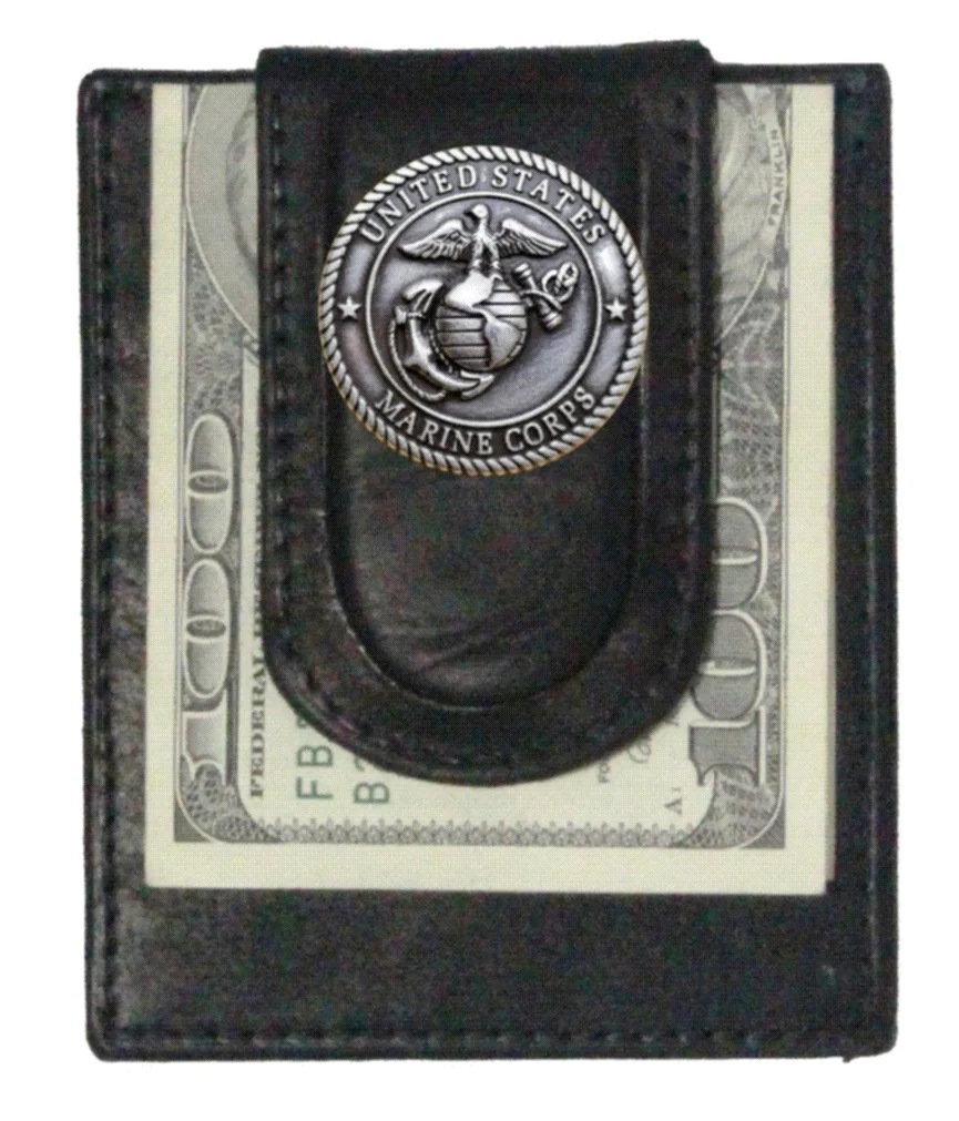 Custom U S Marines Paul and Taylor Money Clip Wallet Black
