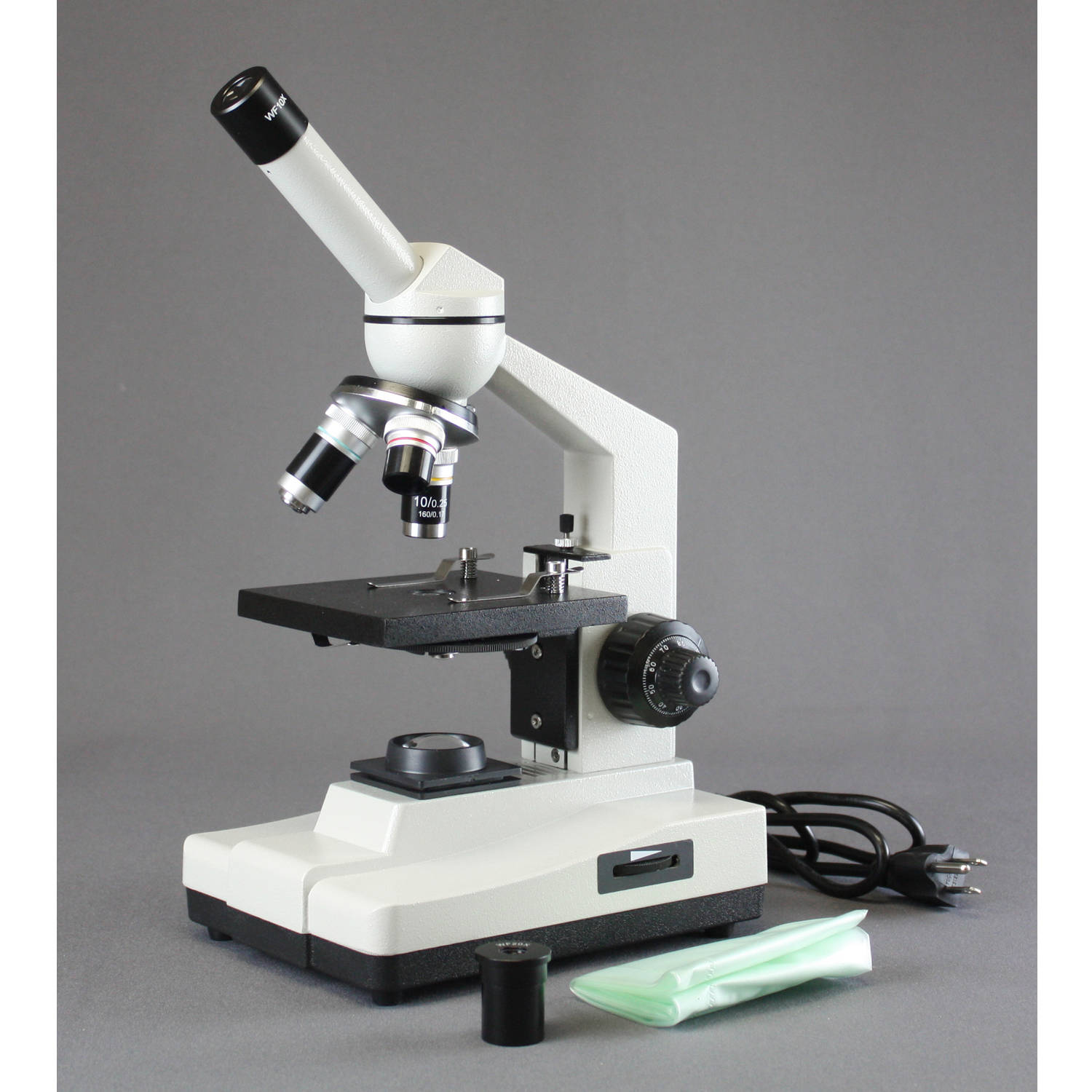WALTER PRODUCTS 3000F-LED Biological Microscope, 3000F Series, Monocular View Head, Coaxial Coarse and Fine Focusing, LED Illumination