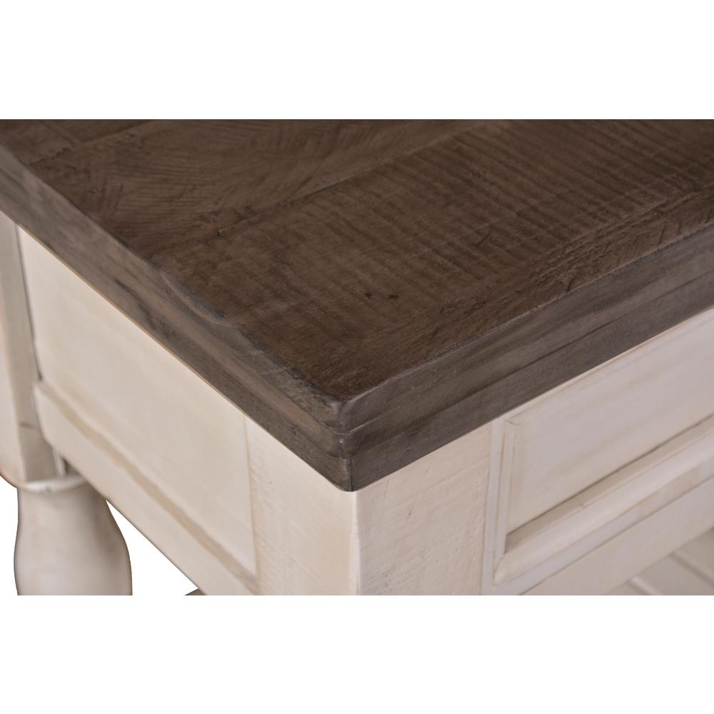 Rustic French 5Pc Queen Bedroom Set in Distressed White/Brown Wood / Panel Bed