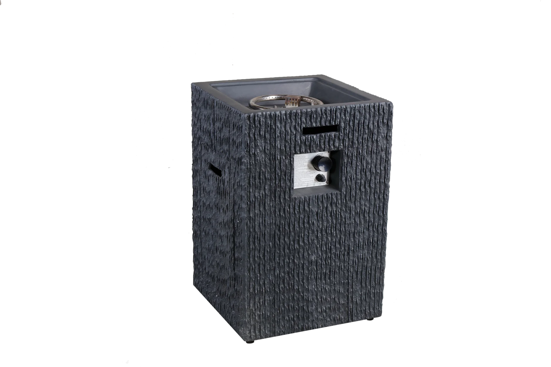 Claire and Barry Outdoor Propane Fire Pit Column, Magnesium oxide (MGO) frame, Weather-resistant, Black