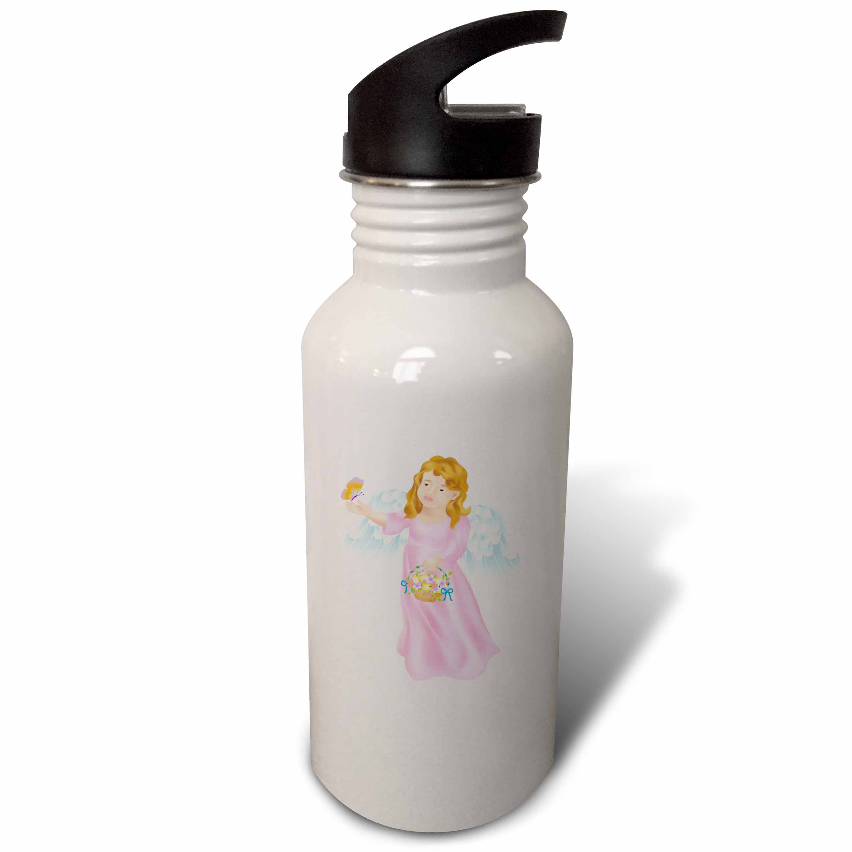 Pink Angel With Butterfly 21 oz Sports Water Bottle wb-38989-1