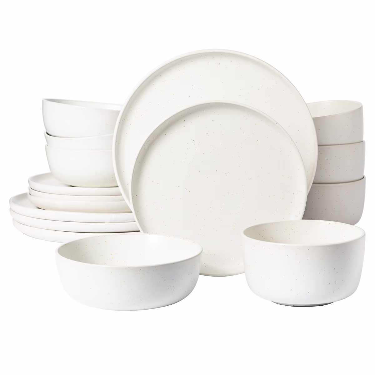 Gibson Elite James Street 16 Piece Stoneware Matte Reactive Double Bowl Dinnerware Set - Sea Salt White