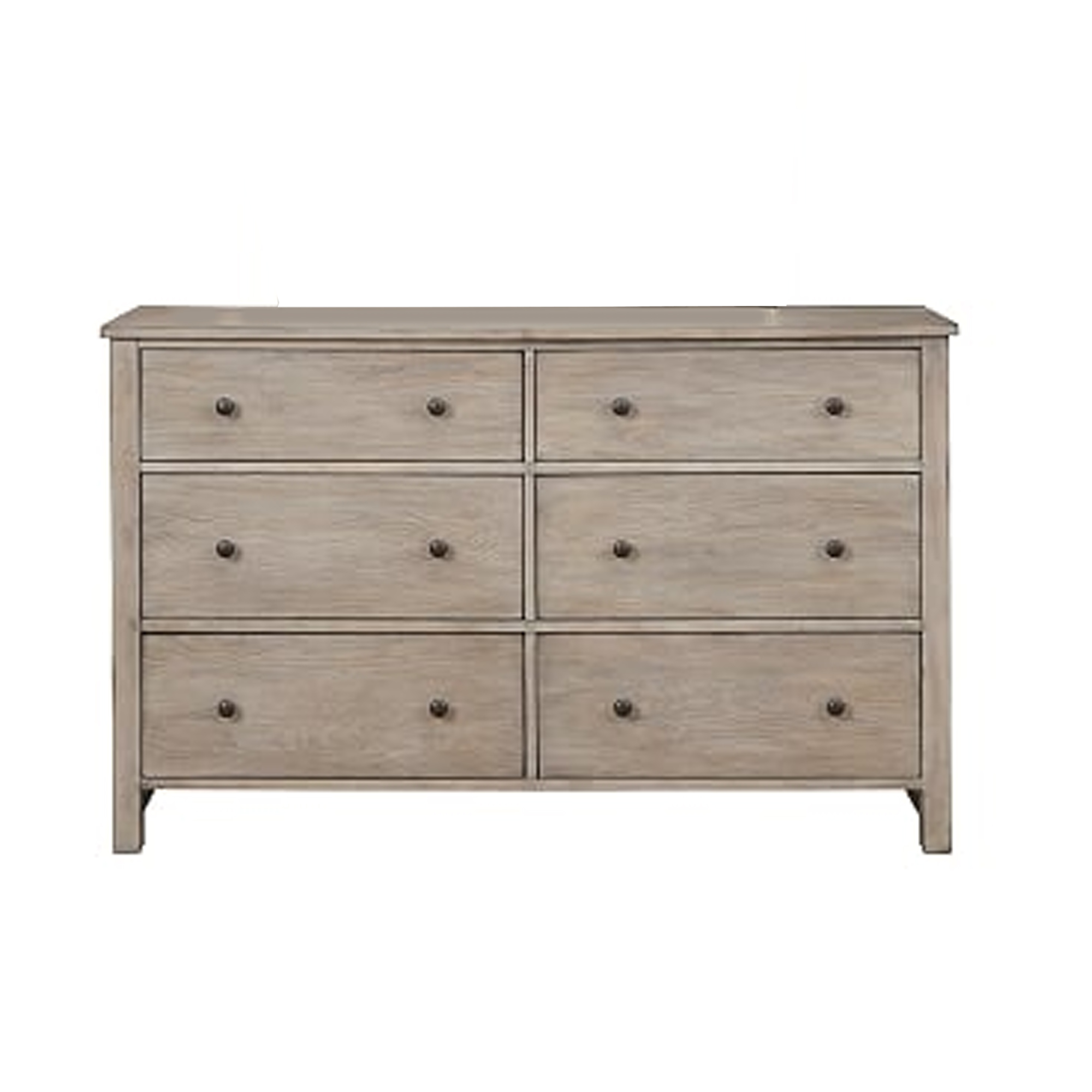 Six Drawer Transitional Style Dresser with Grain Details, Gray