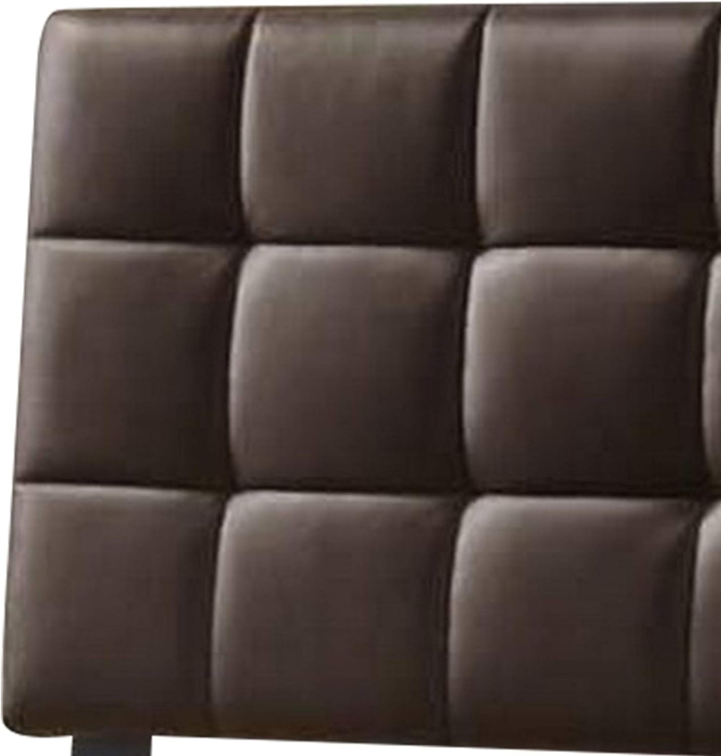 Faux Leather Upholstered King Size Headboard With Square Tufting, Brown