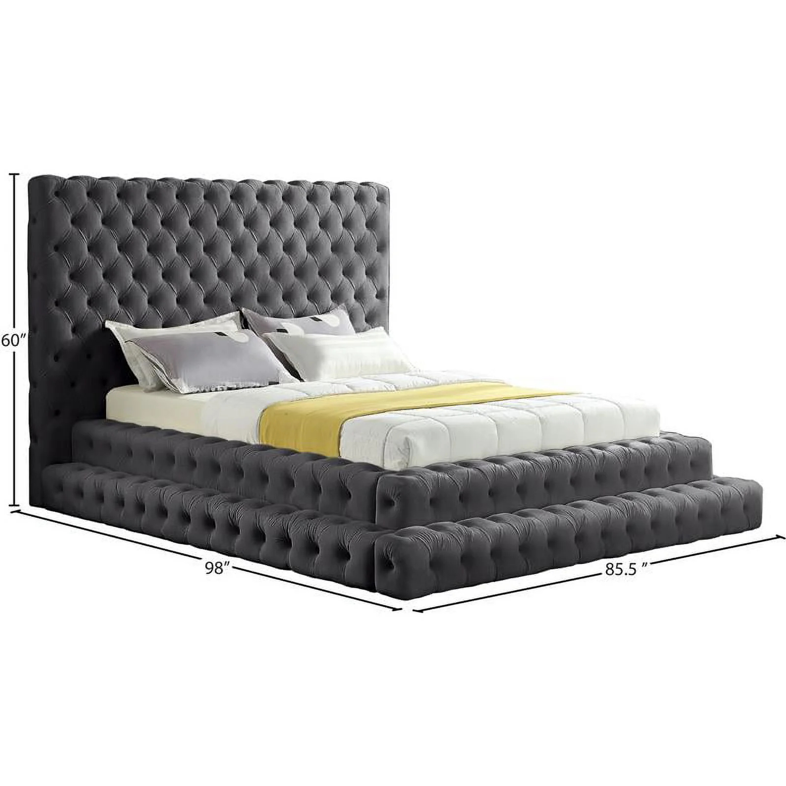Meridian Furniture Revel Grey Velvet Queen Bed