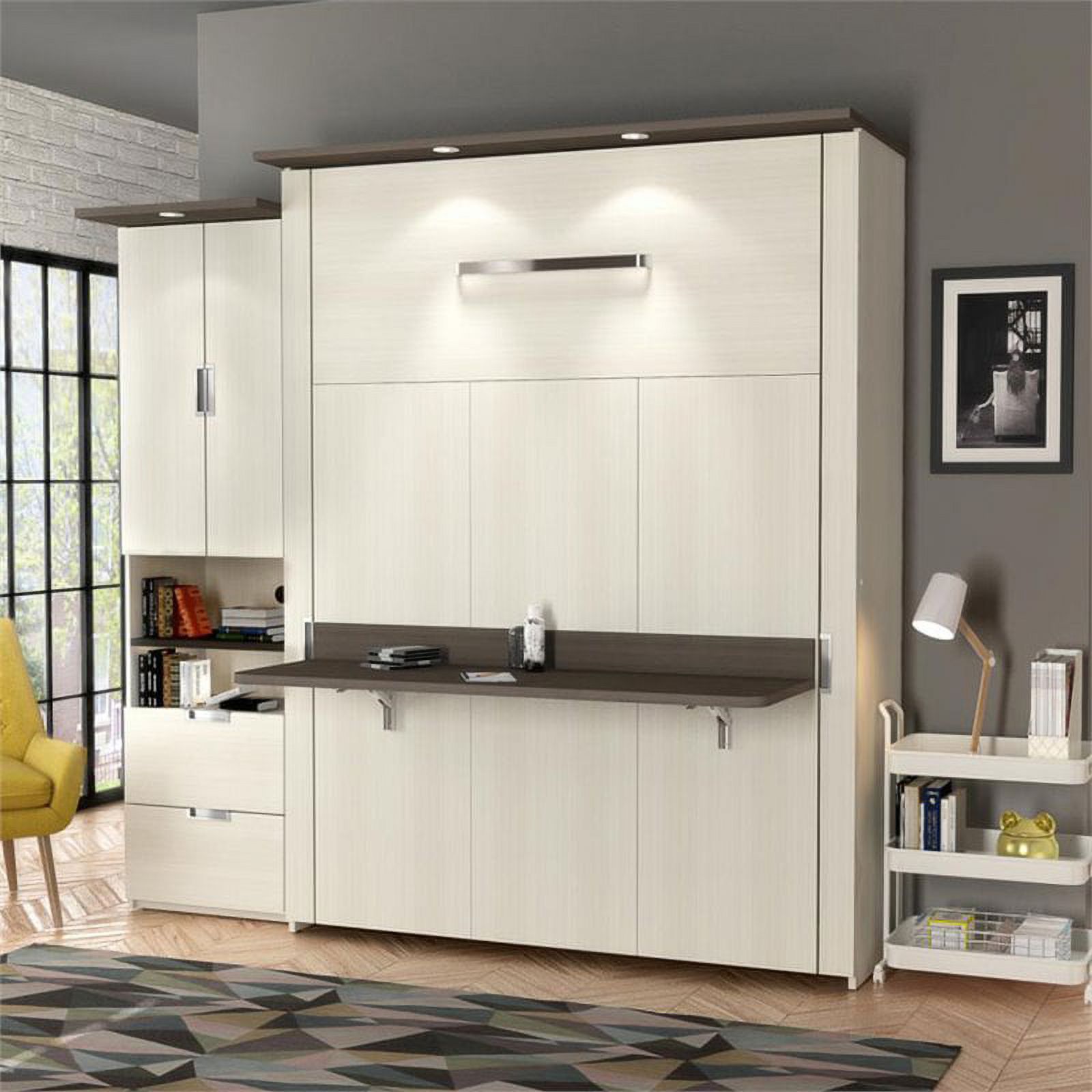 Atlin Designs 2 Piece Queen Storage Wall Bed  Set in White Chocolate