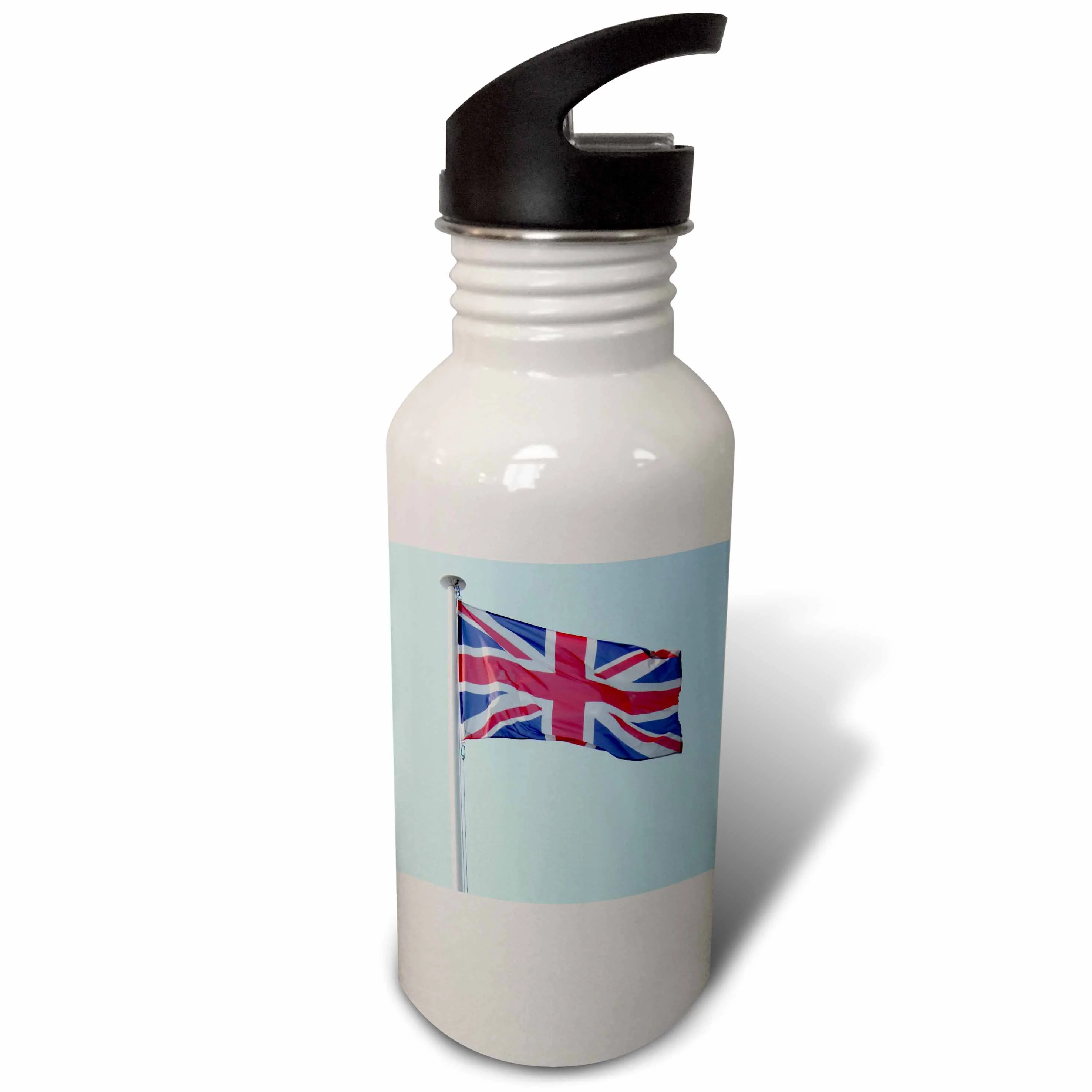 Union Jack UK Flag on pole - United Kingdom patriotic British souvenir Great Britain red white blue 21 oz Sports Water Bottle wb-157811-1