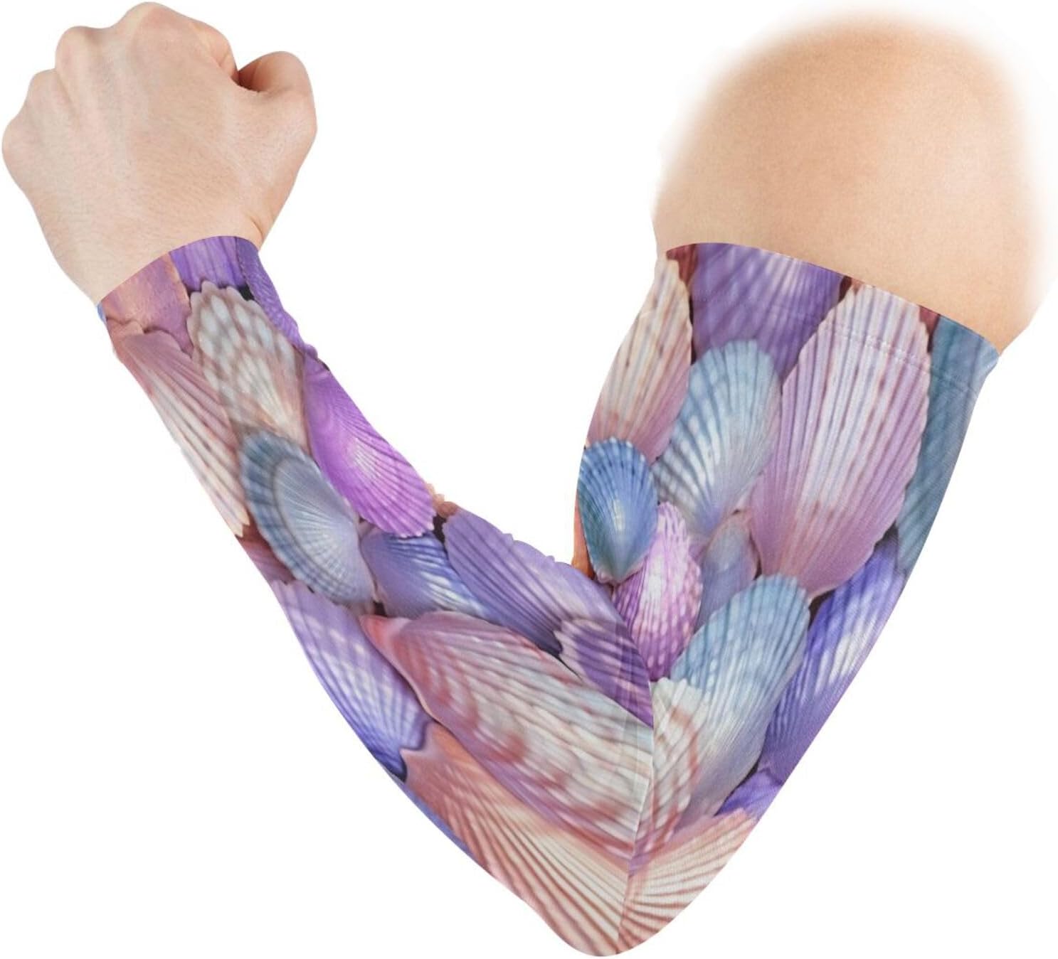 Wellsay Painted Sea Shells Arm Sleeves for Men and Women Compression Arm Sleeves for UV Sun Protection & Tattoo Cover Up, Great for Sports