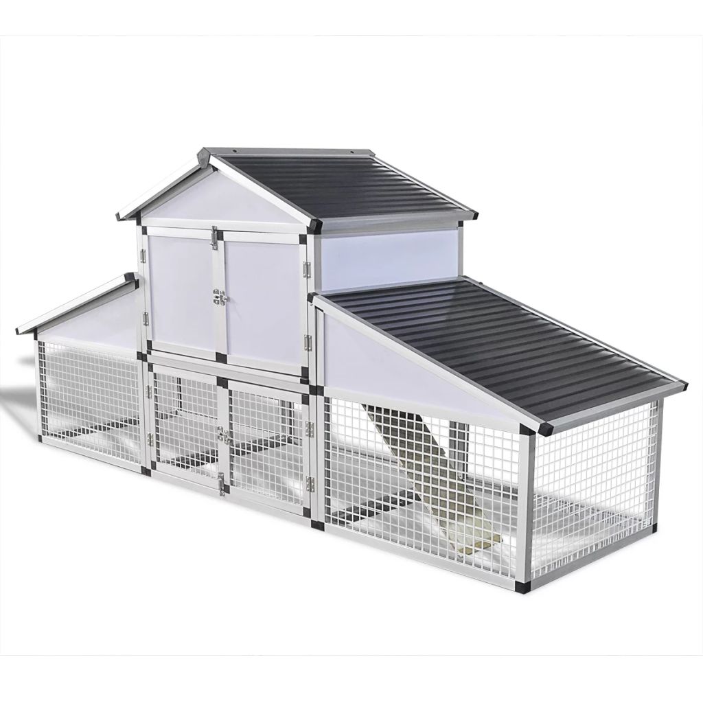Carevas Chicken Coop with Runs and Nest Box Aluminum