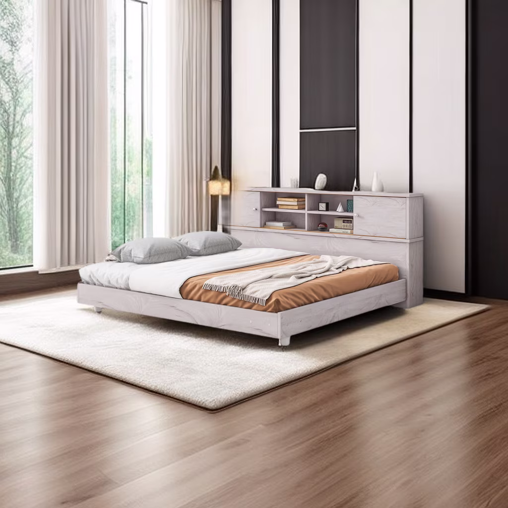 Elegant Full Size Daybed with Storage Bookcases, Multi-Functional Design Solid Wood Daybed Sofa Bed Frame with Sturdy Slat Support, Maximize Space