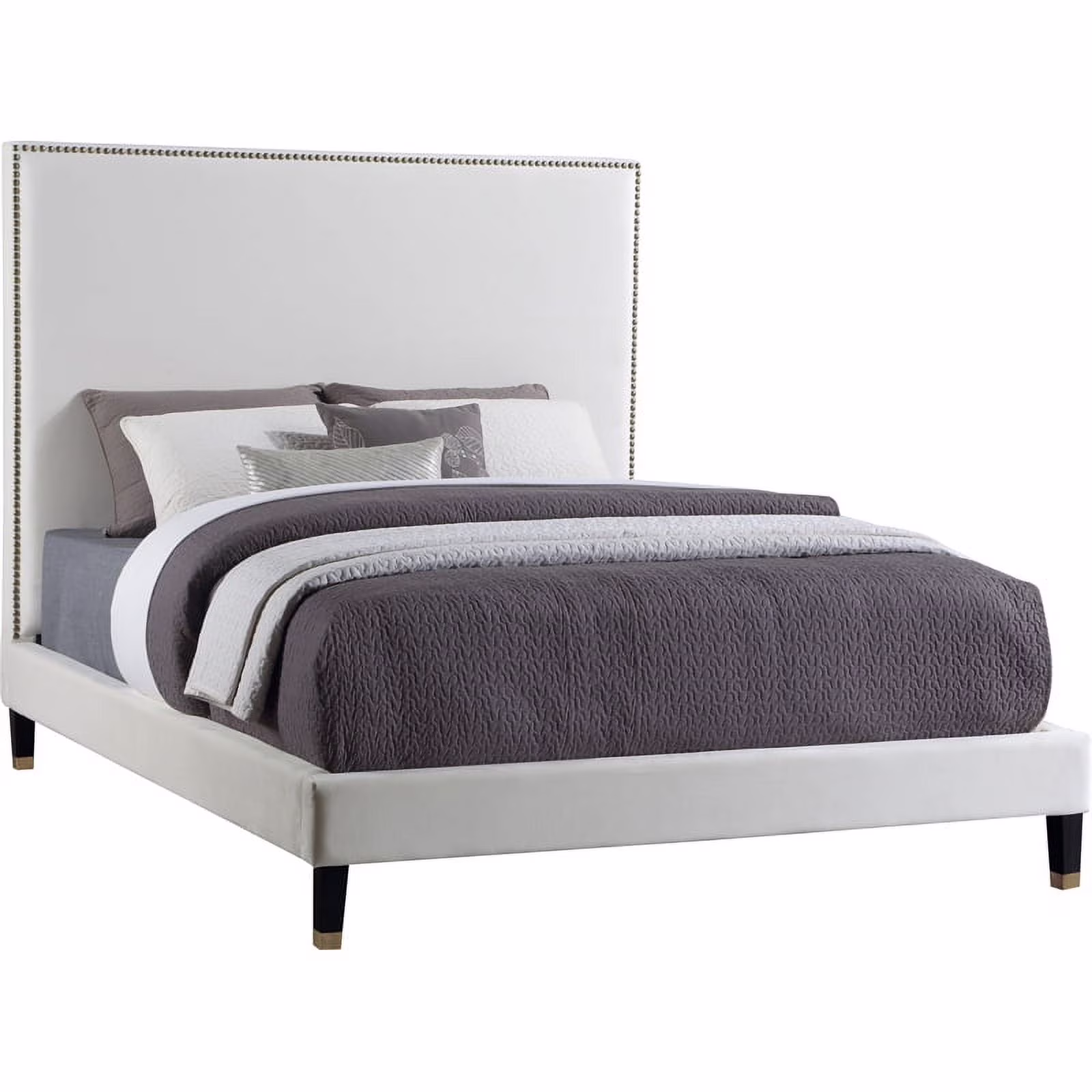 Meridian Furniture Harlie Cream Velvet Full Bed