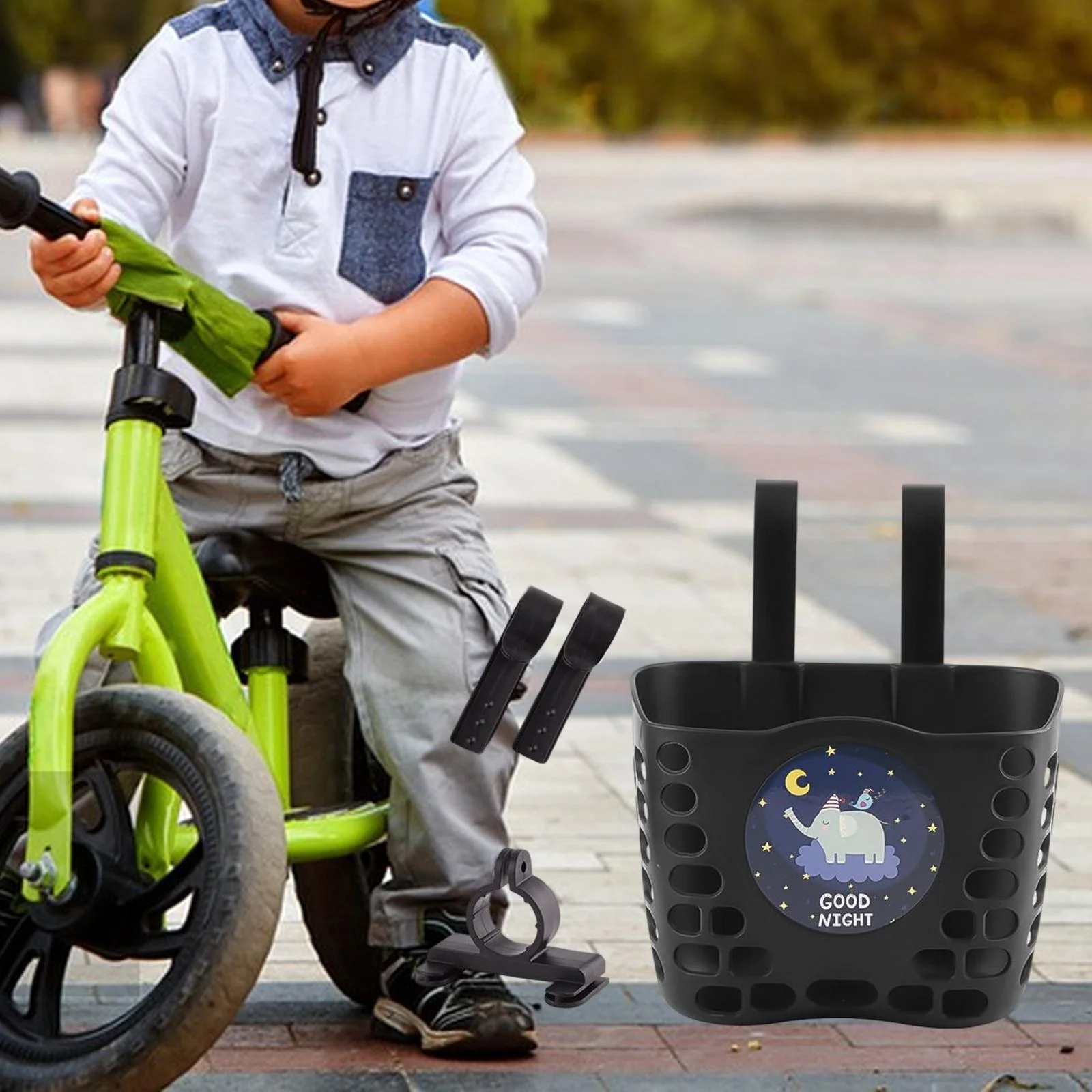 Boys Girls Cycling Basket Front Bike Accessory Waterproof for Kids Tricycles Black