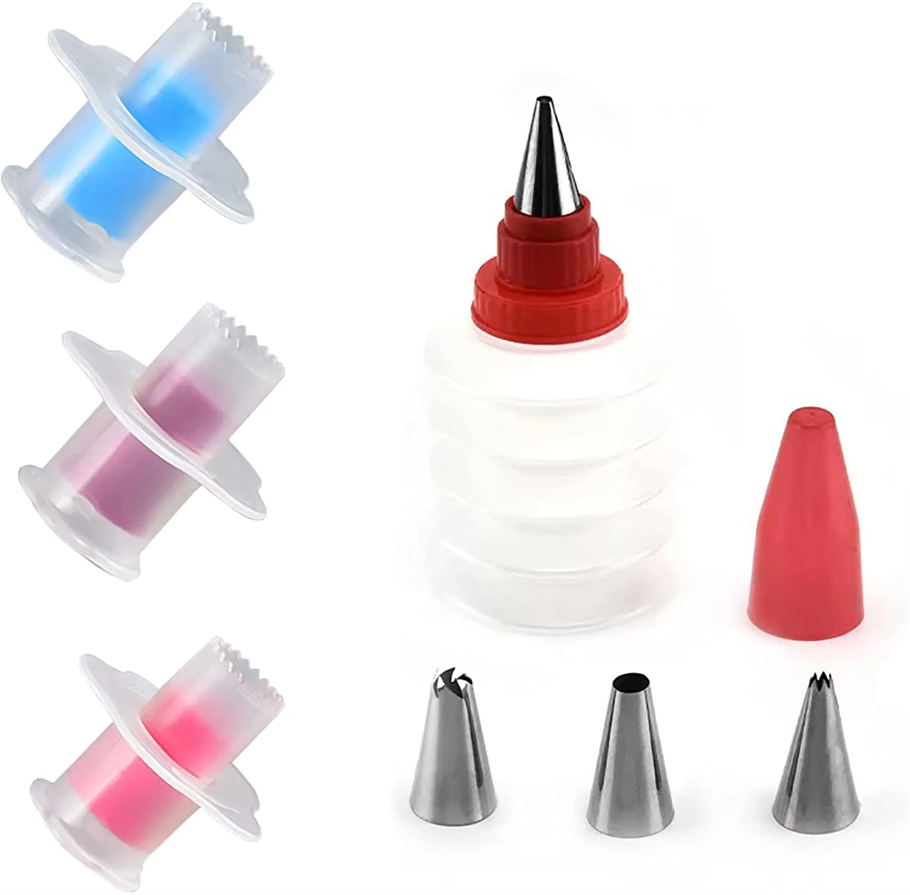 3Pcs Plastic Cake Core Remover Cupcake Plunger Cutter Pastry Corer and Cupcake Injector/Decorating Icing 3Pcs Set Stainless Steel Nozzle Set DIY Cake Decorating Tool.