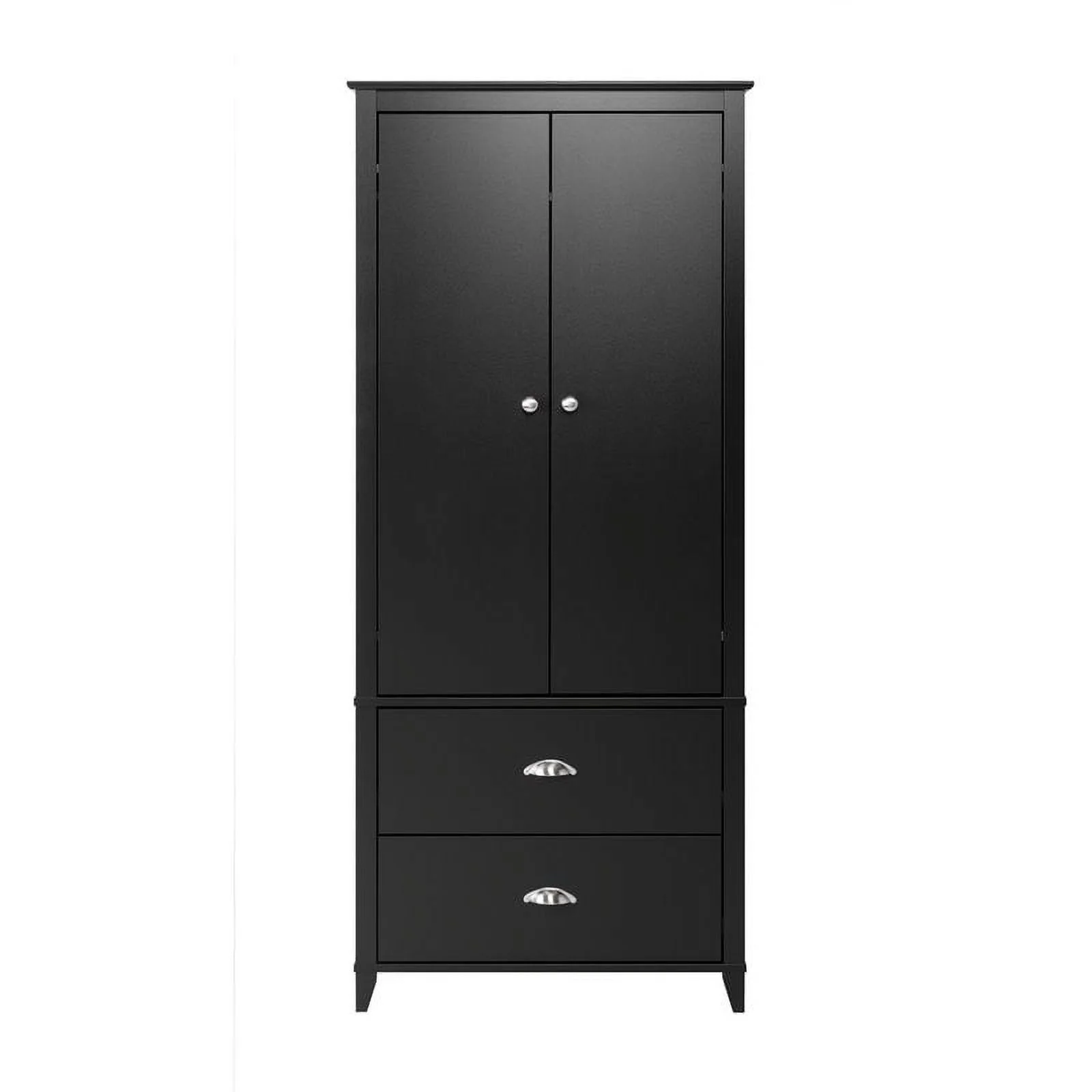 Home Square 3-Piece Set with 2 2-Drawer Nightstands & Wardrobe Armoire in Black