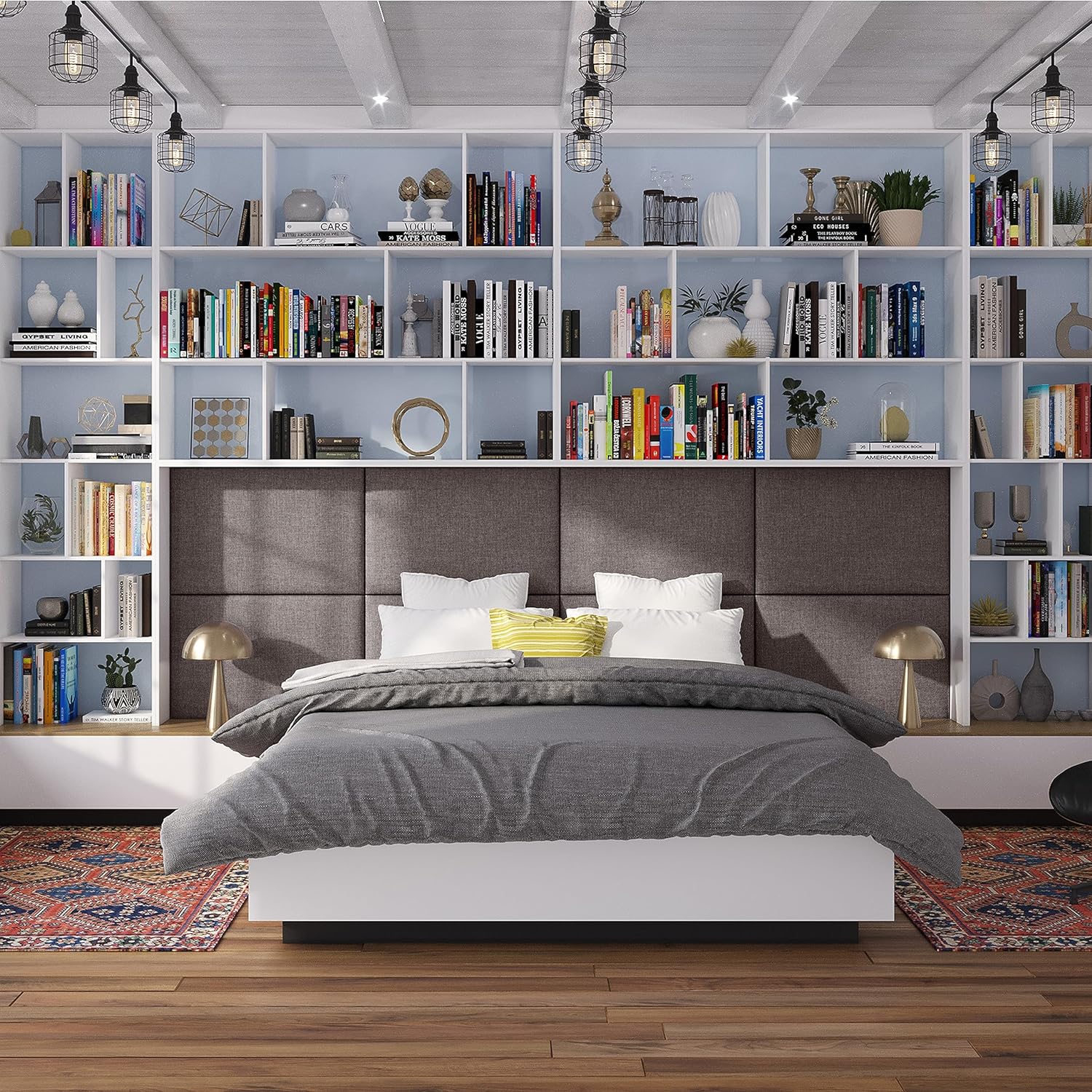 Panelist Modern Padded Headboard- Set Of 2 Wall Mounted Panels (Each 22.5