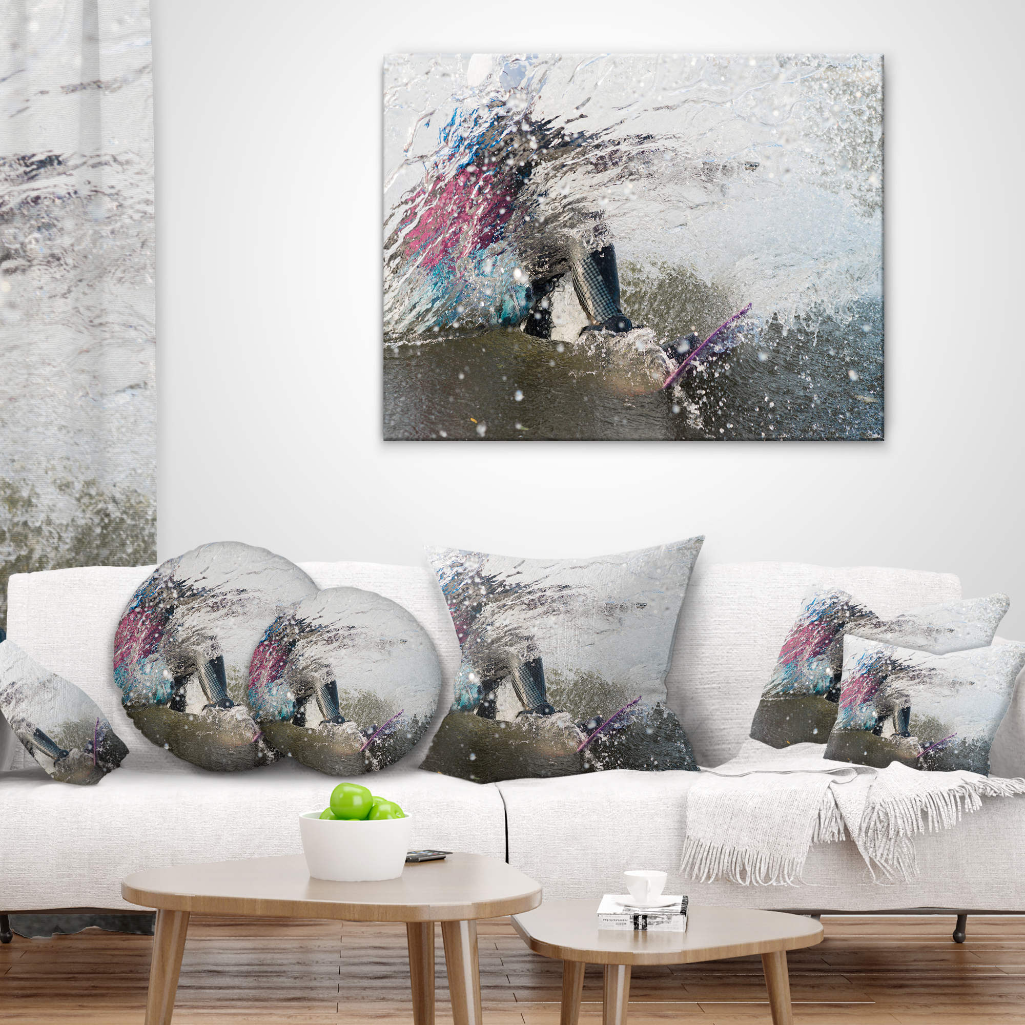 Designart Guy on a Wakeboard - Landscape Printed Throw Pillow - 12x20