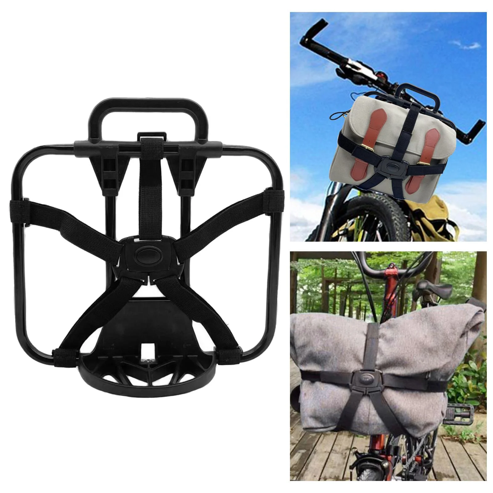 Folding Bike Carrier Bracket Cargo Pannier Keeper Front Bag Holder Rack Black 30x25cm