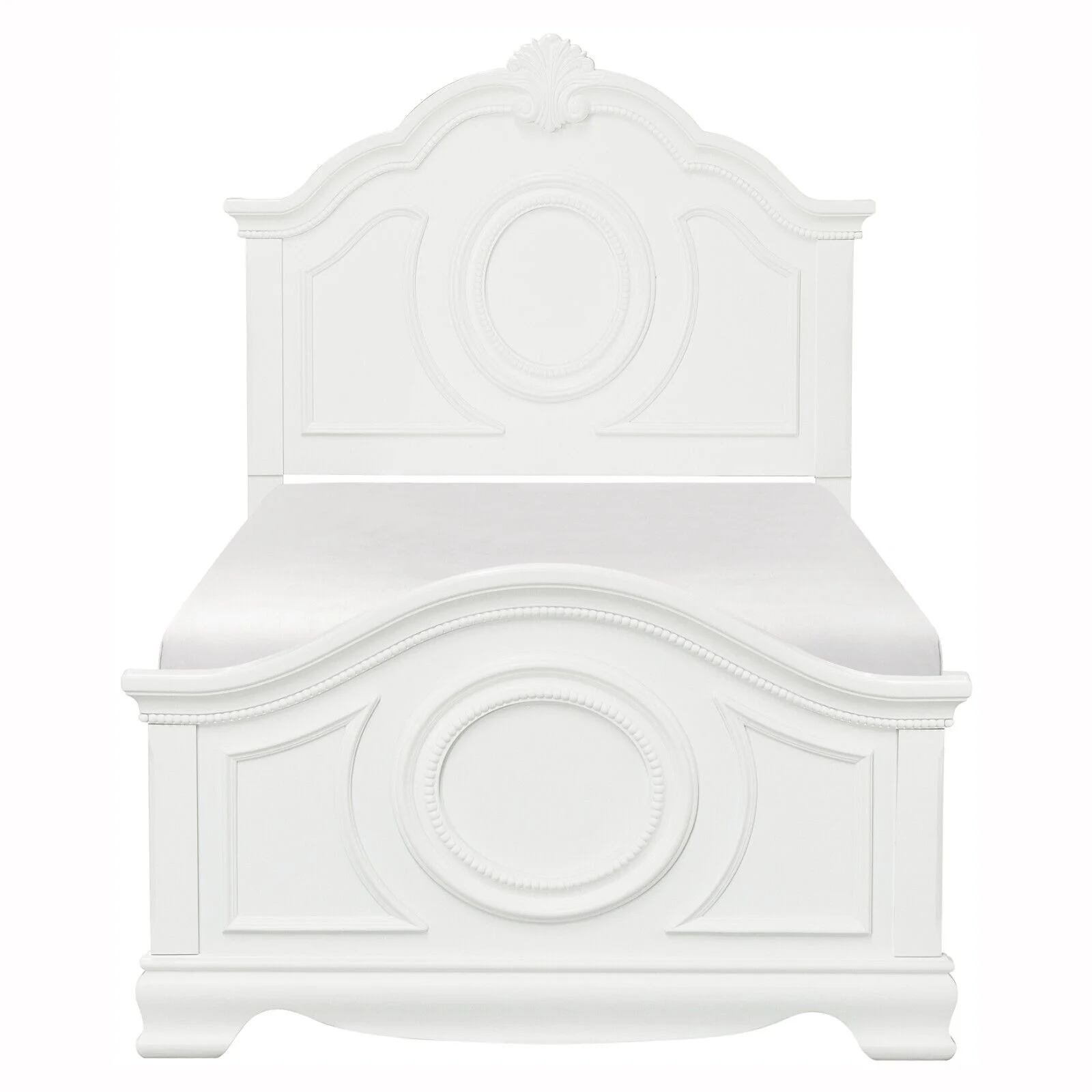 Classic White Finish Full Panel Bed Nightstands Traditional Style 3pc Bedroom Set