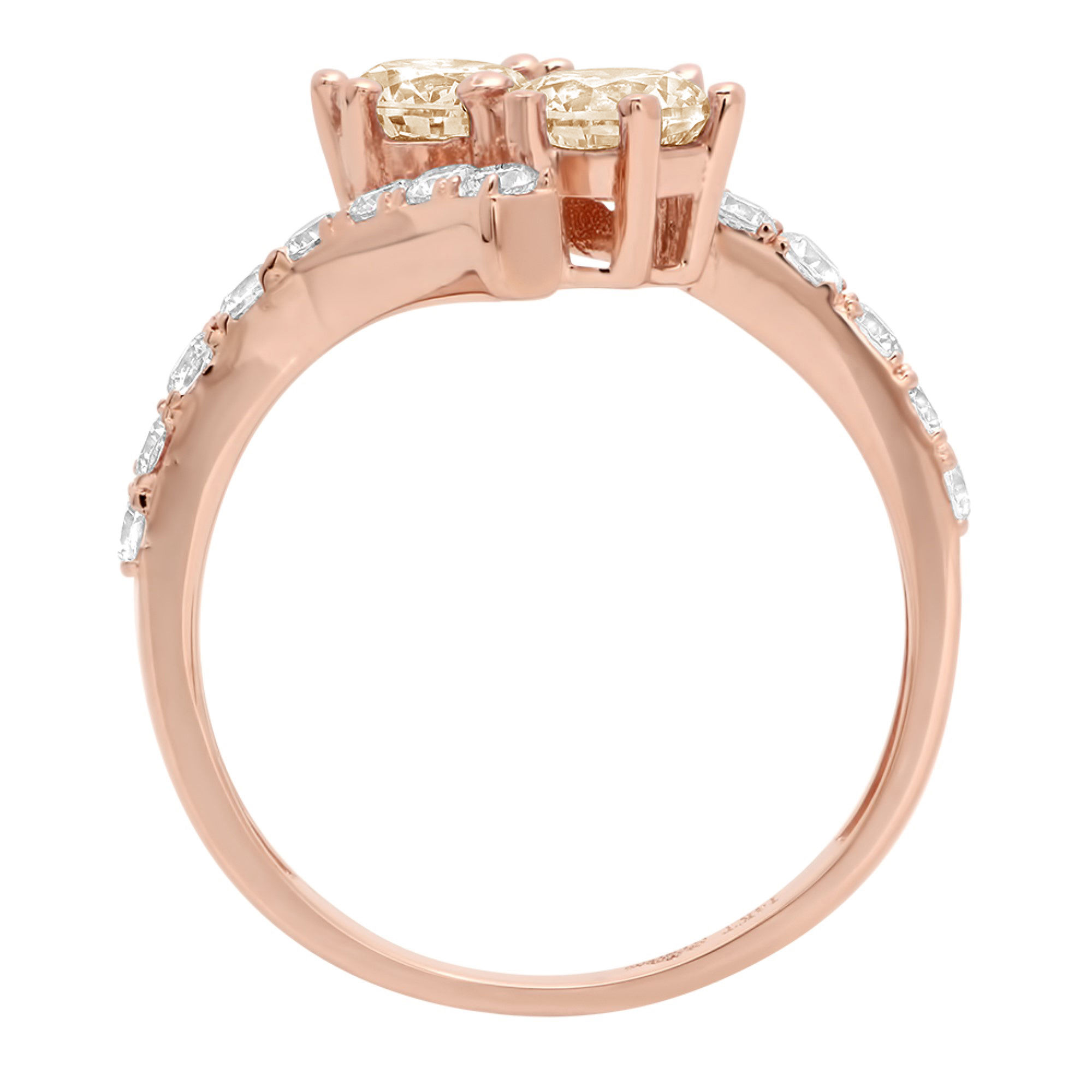 1.98 ct Brilliant Round Cut Clear Simulated Diamond 18K Rose Gold Solitaire with Accents Ring SZ 6.75