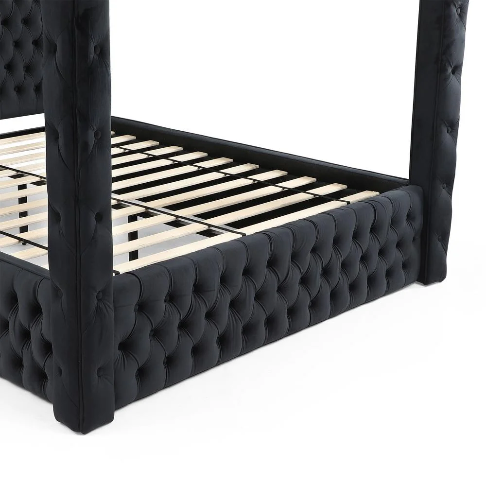 Better Home Products Dream Luxurious Velvet Canopy Bed with Speaker & USB Connection