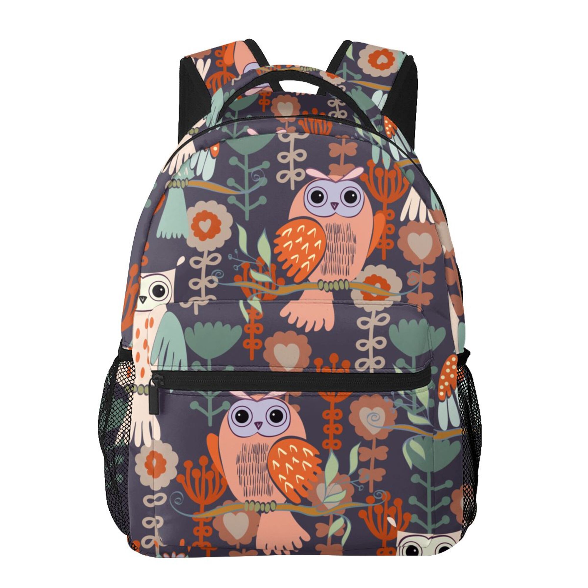 LAKIMCT Owl Sitting On Branches School Backpack, Durable Casual Student Bookbag College Lightweight Hiking Travel Daypack