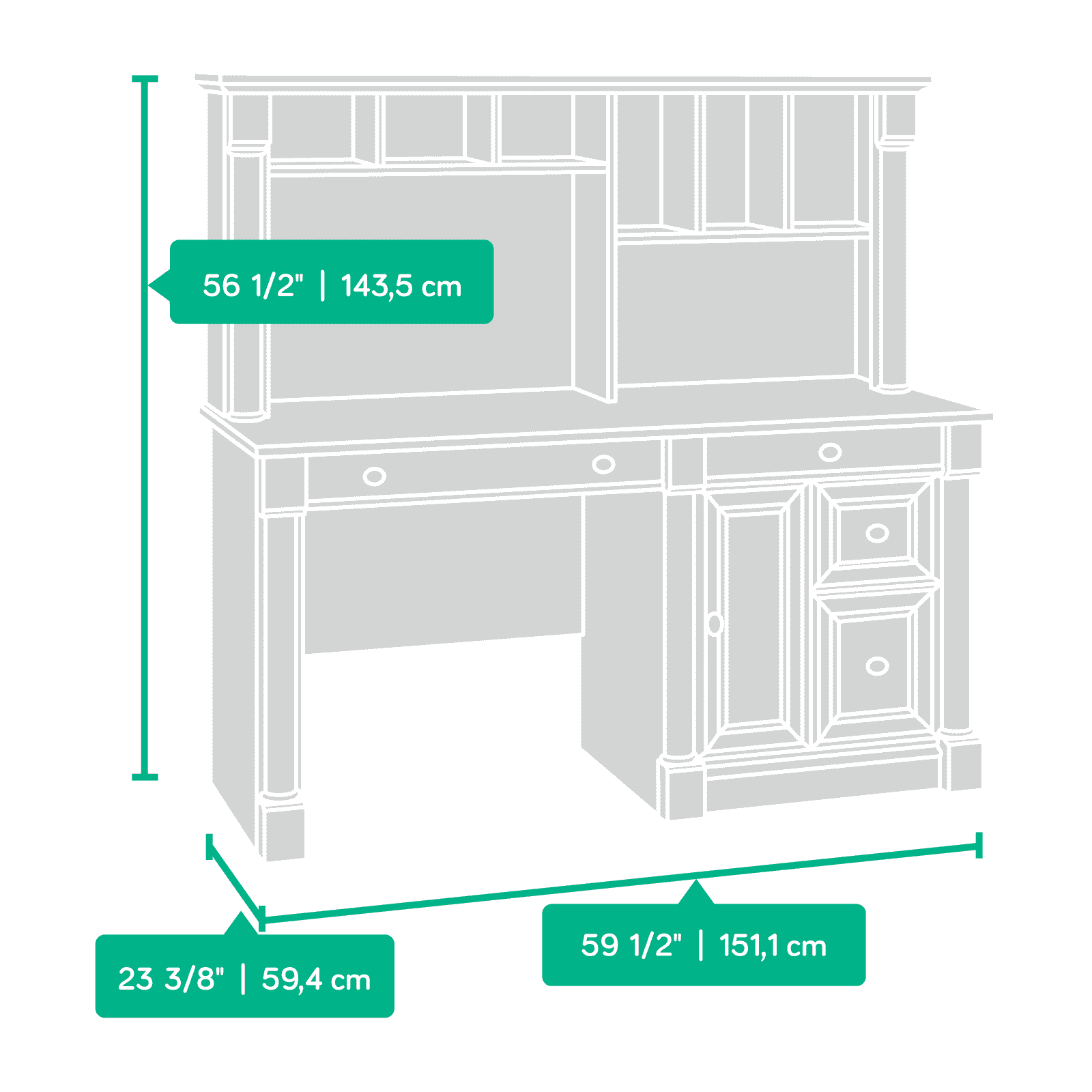 Sauder Palladia Computer Desk And Hutch, Select Cherry Finish