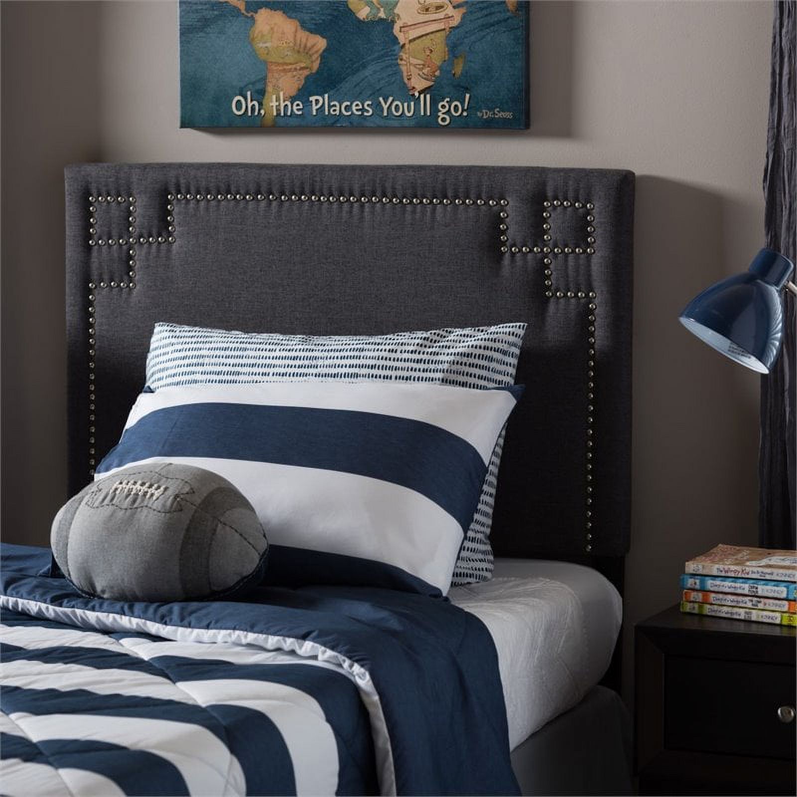 Kingfisher Lane Upholstered Twin Headboard in Dark Gray