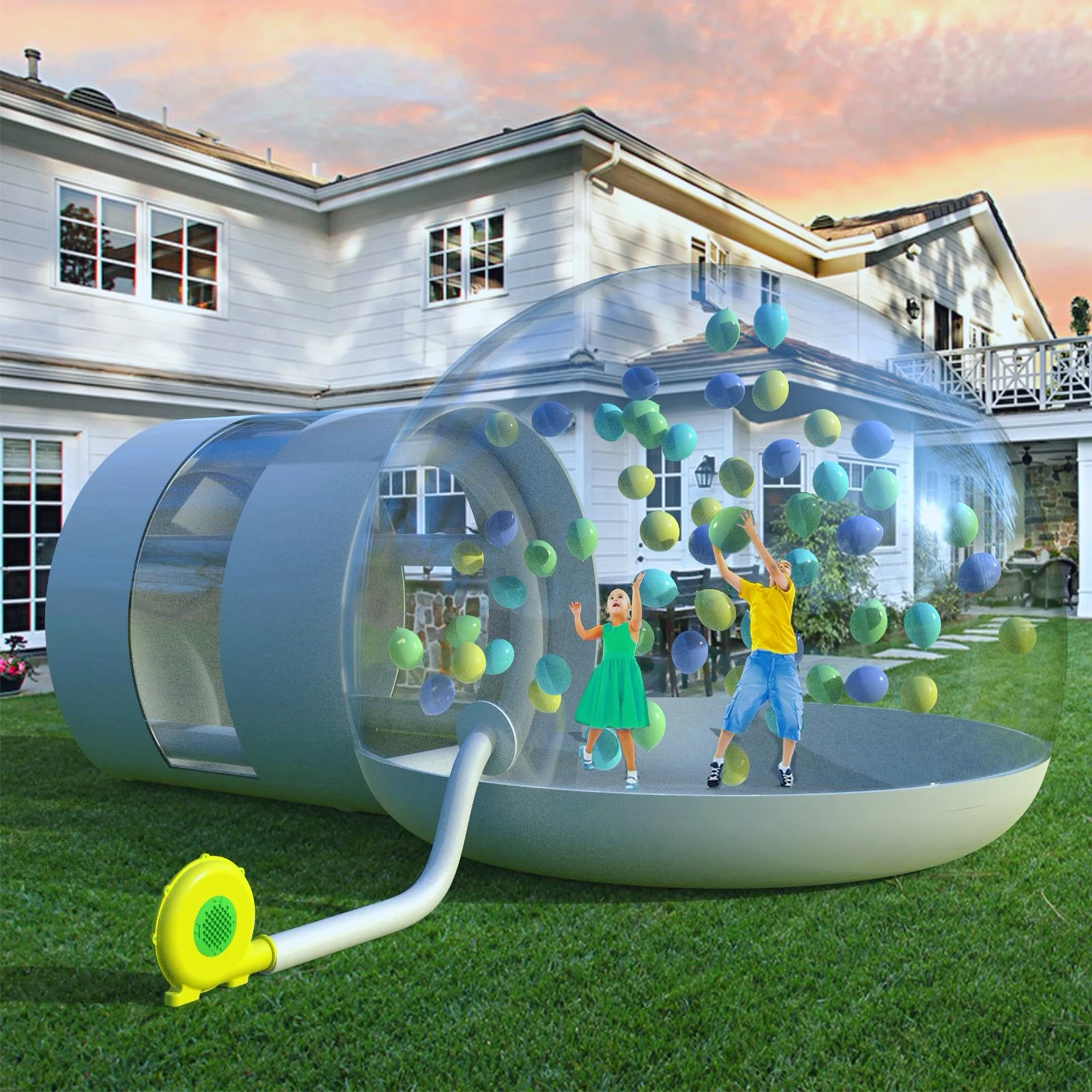 Anqidi Inflatable Bubble Tent Transparent Dome Bubble House Outdoor Camping Tent w/350W Blower Air Fort for Patio Backyard 10x8Ft