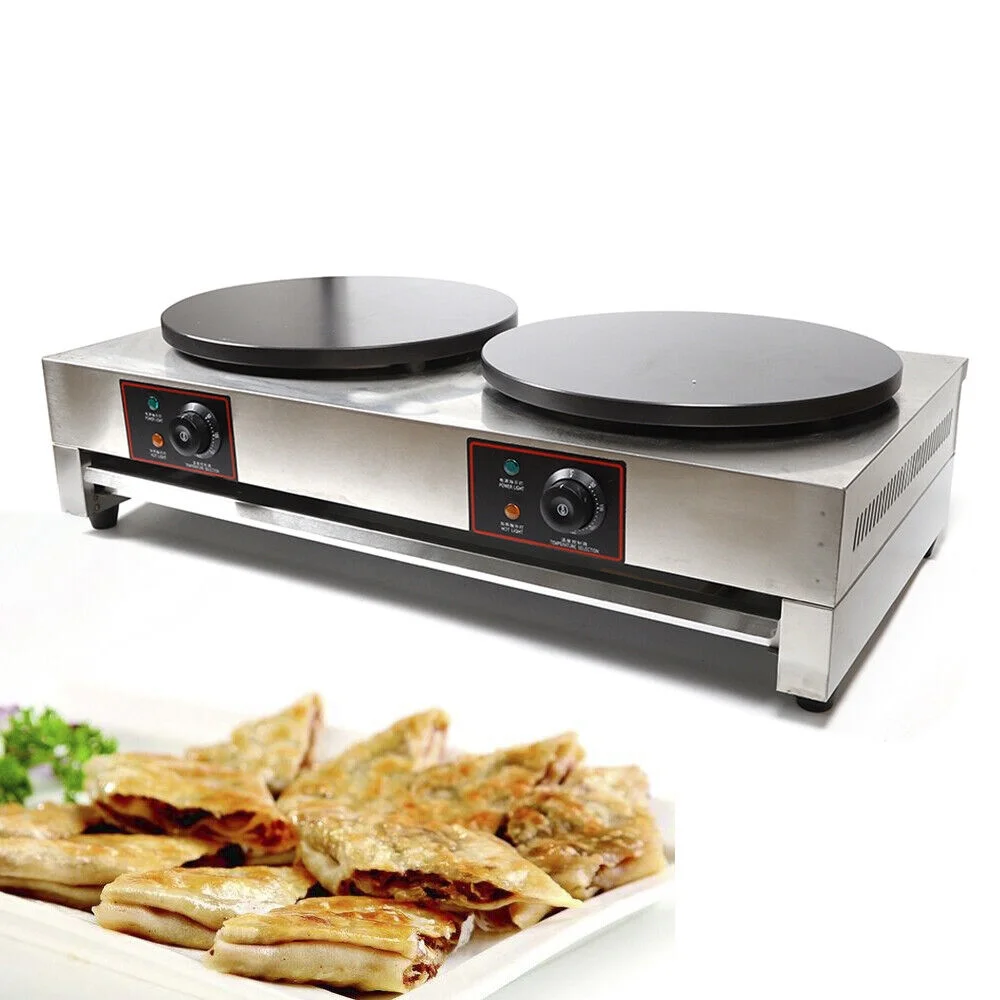 Double-Head Crepe Maker, Commercial Electric Crepe Pancake Maker Griddle