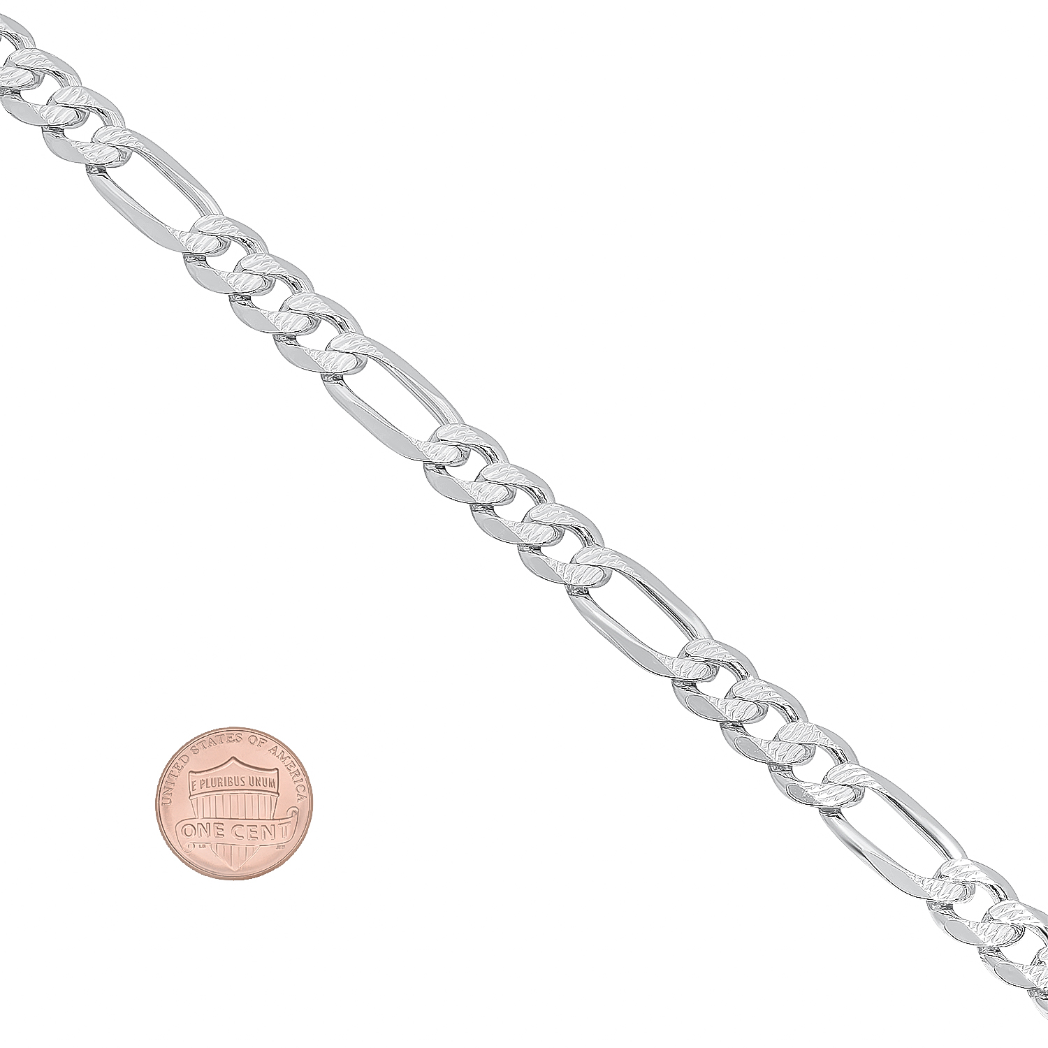8.1mm .925 Sterling Silver Diamond-Cut Flat Figaro Chain Necklace + Bracelet Set, 26