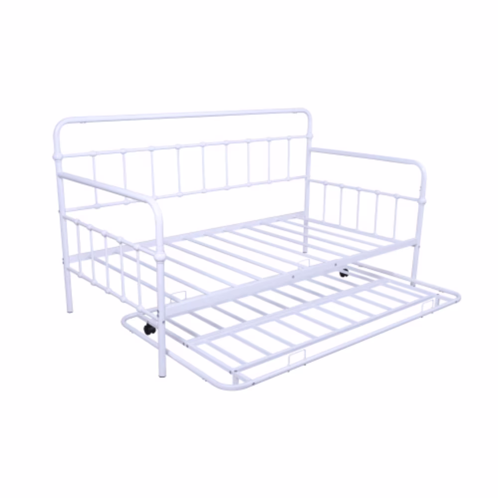 Metal Frame Daybed with trundle White + Metal