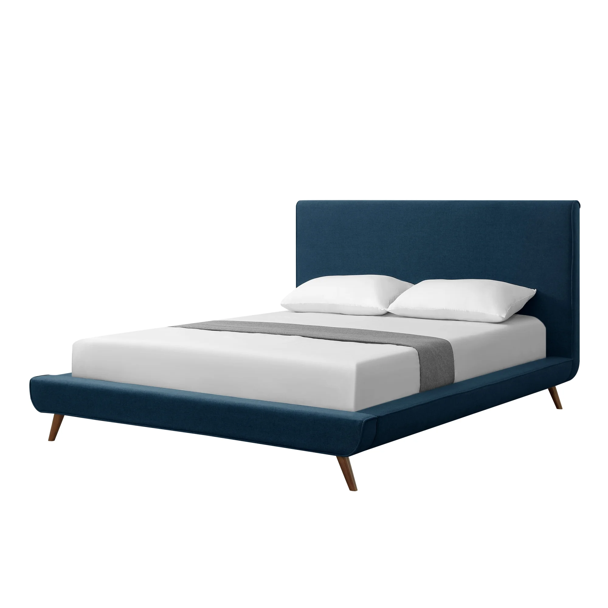 Loft Lyfe Jessie Platform Bed Linen Upholstery Queen Size, Denim
