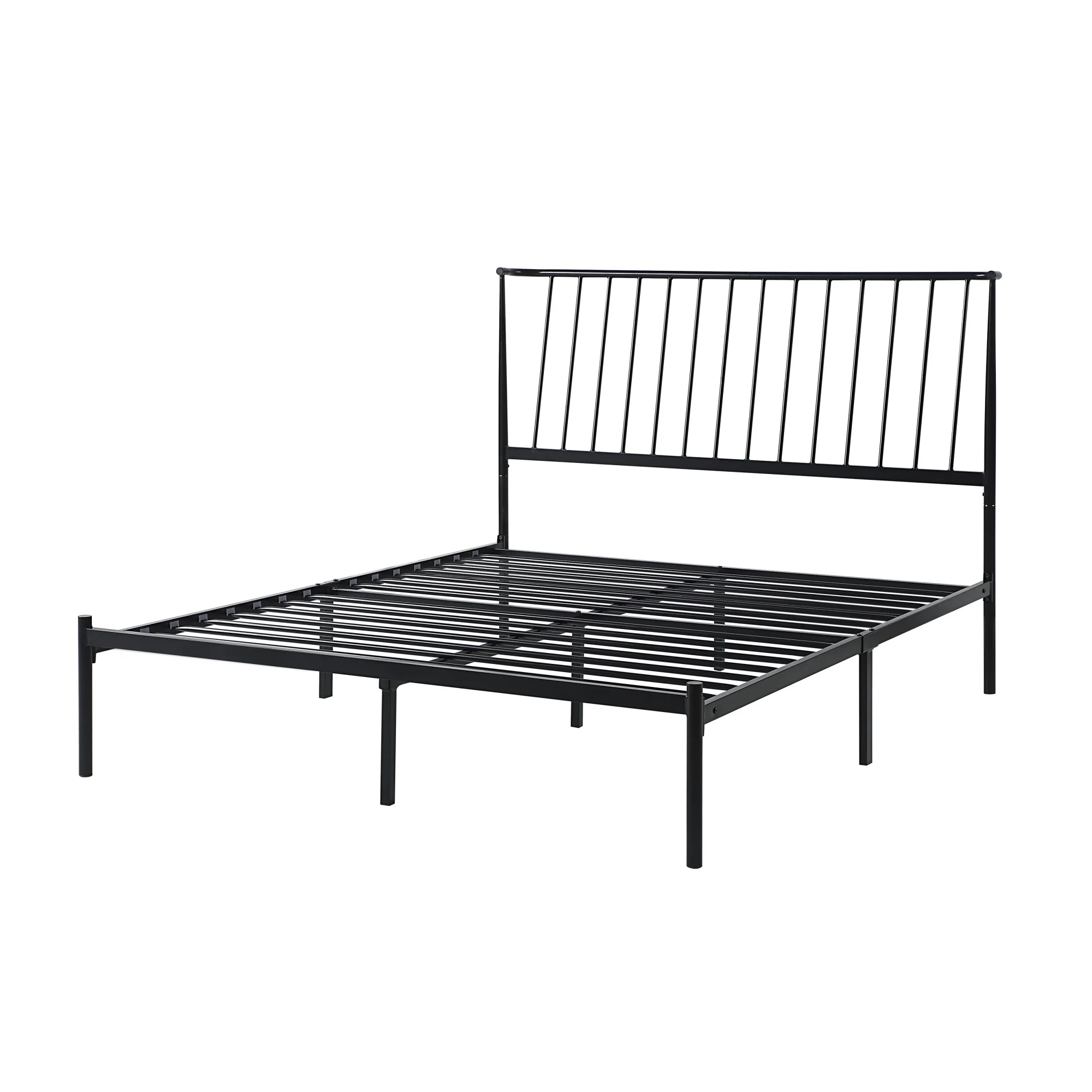 Weston Home Belisse Metal Platform Queen Bed with Curved Metal Headboard, Black