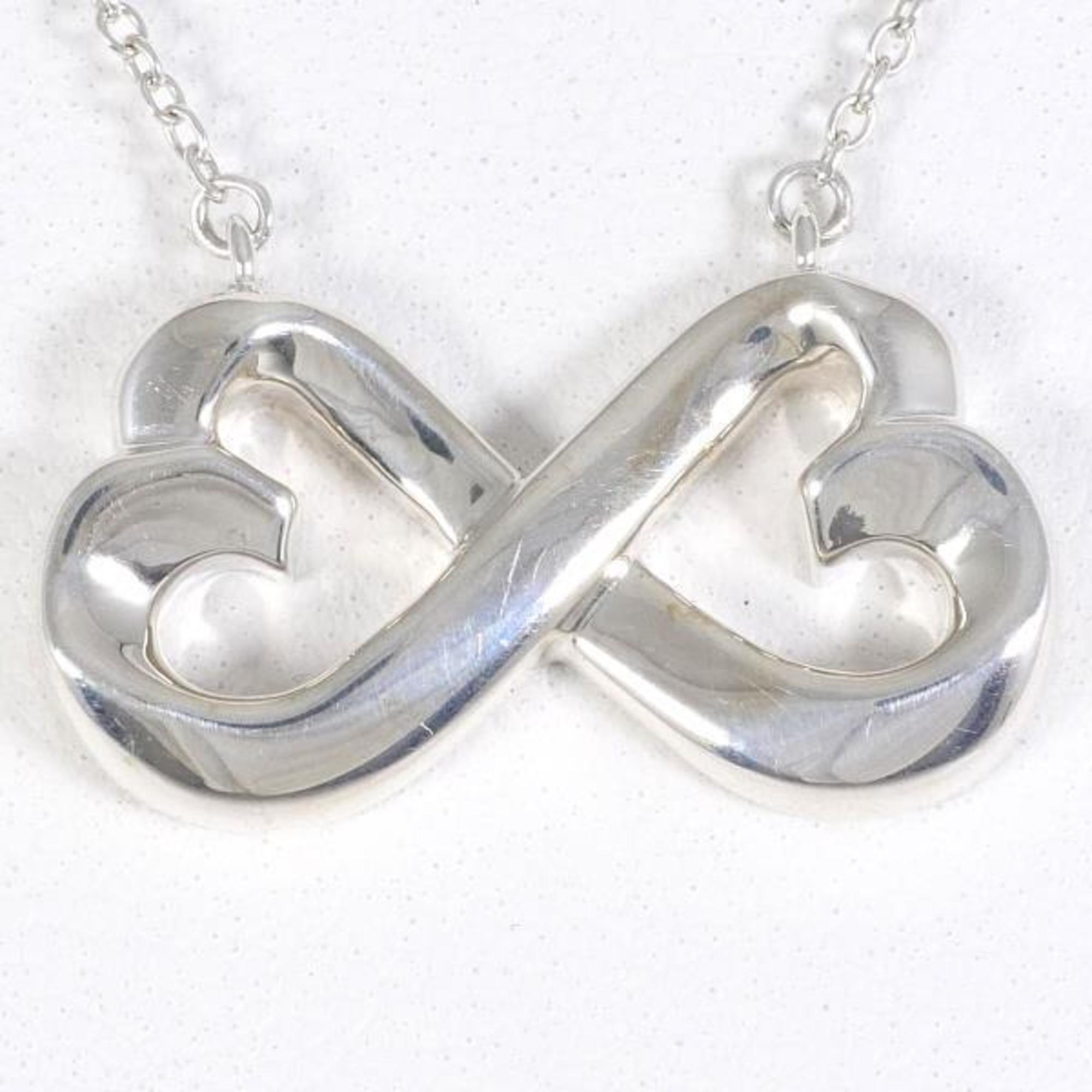 Authenticated Used Tiffany double loving heart silver necklace total weight about 4.4g 41cm jewelry