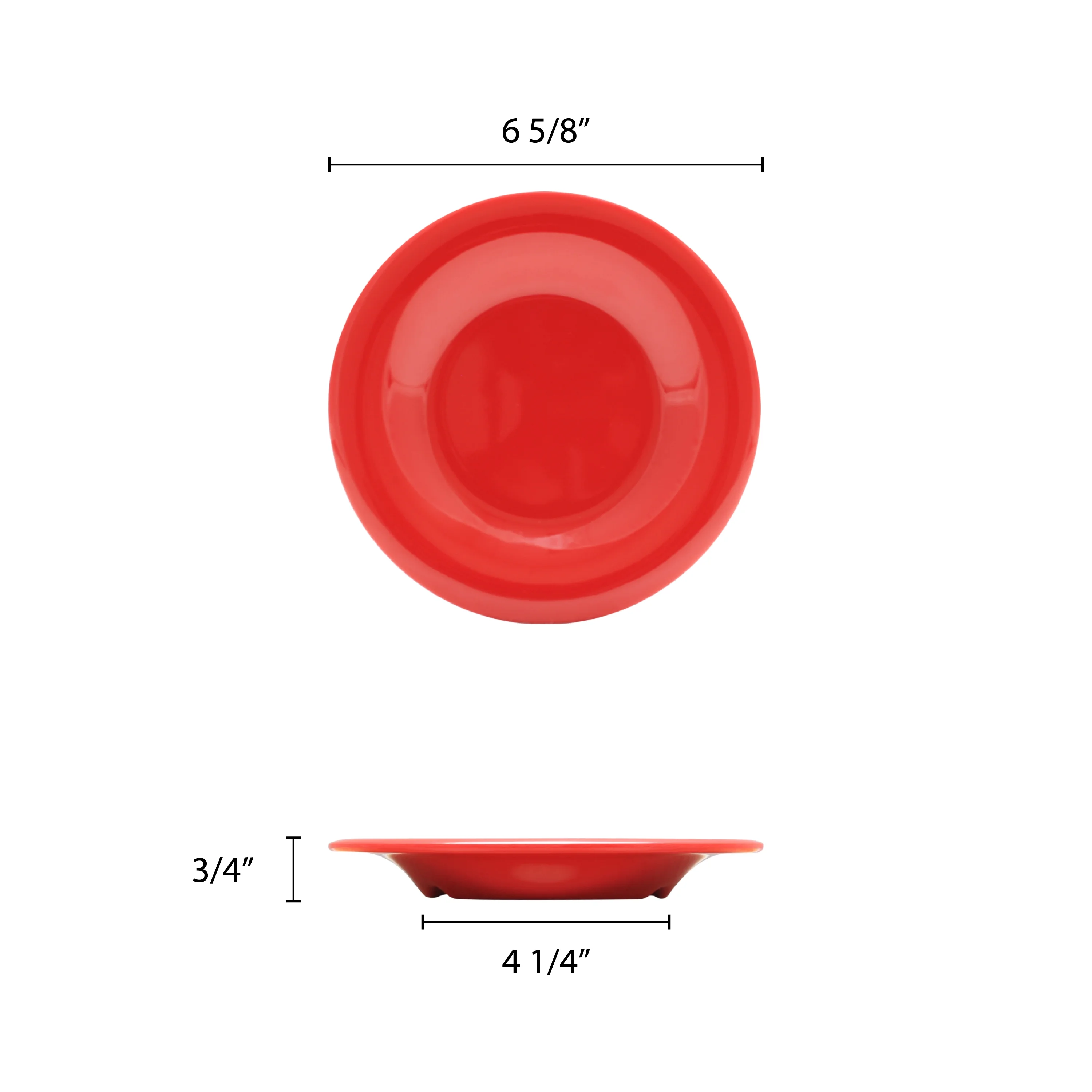 Excellante Color Pure Red Melamine Dinnerware Collection 6.5 Inch Wide Rim Round Plate, Comes in Dozen