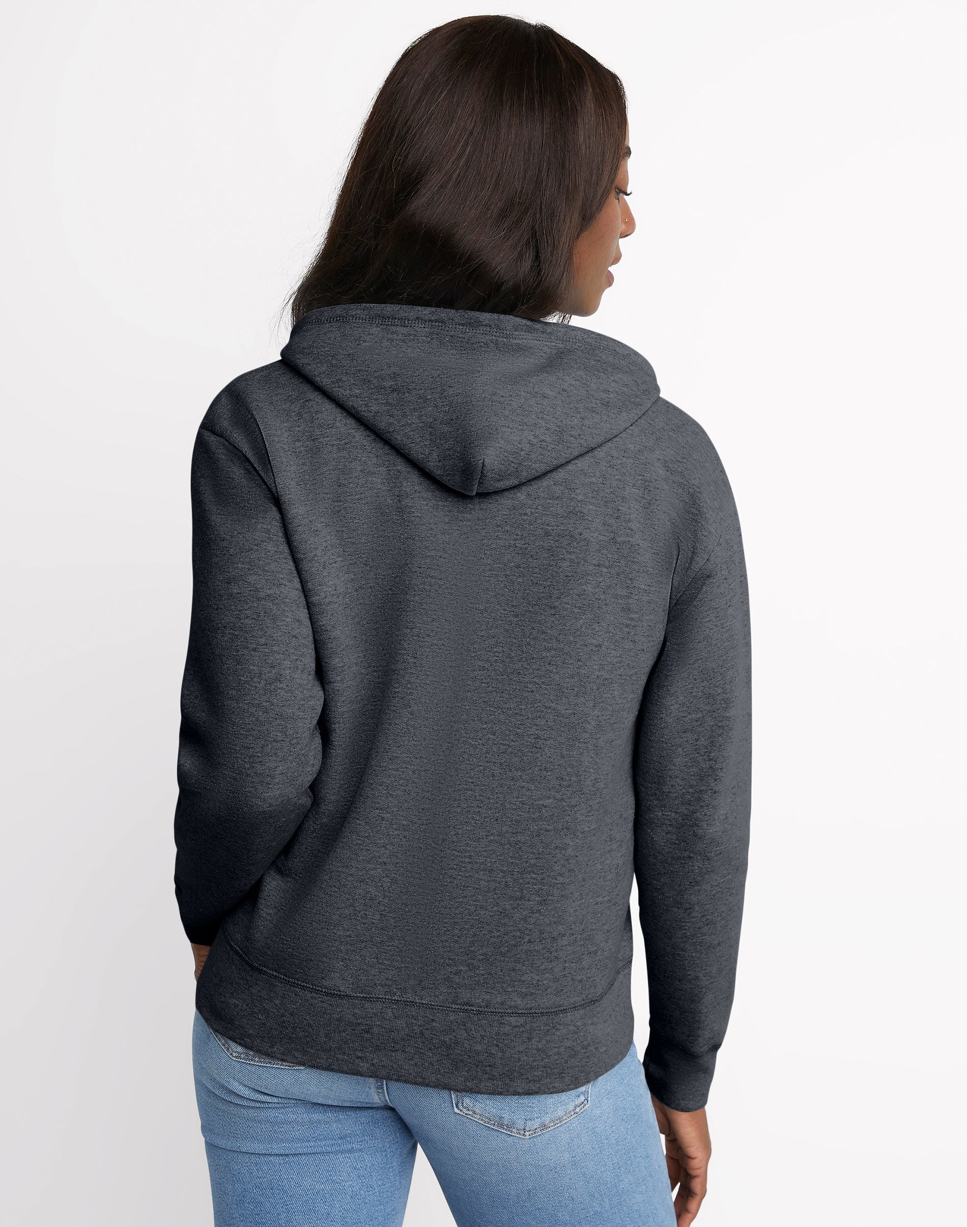 Hanes EcoSmart Women’s Fleece Zip Hoodie Slate Heather L