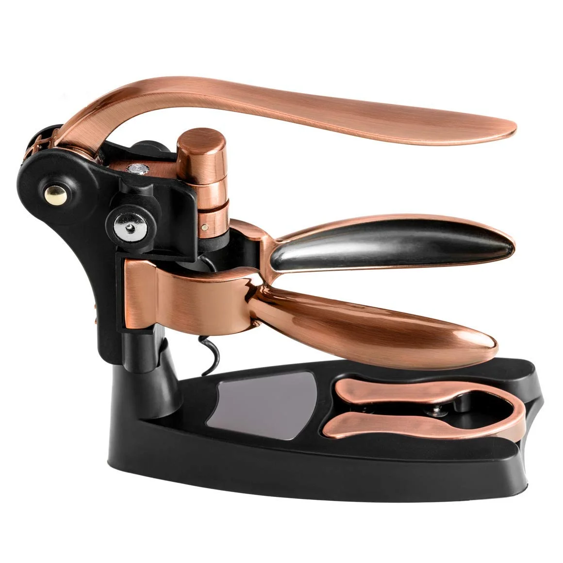 Corkscrew Wine Openers Best Sellers - 7 Accessories Kit with Stand, Bottle Plug, Wine Aerator, Drip Ring, Foil Cutter & EXTRA Teflon Spiral + Engraved Wooden Box Gift Set