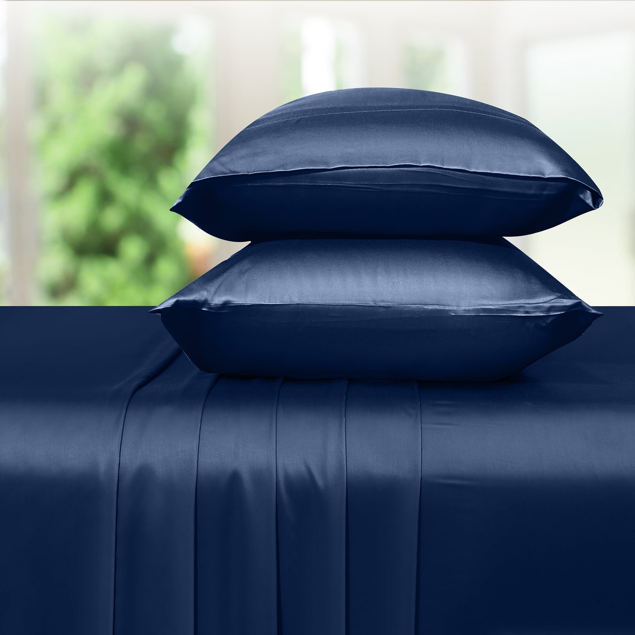 California Design Den King Bed Sheets - Super Soft Rayon Bamboo Sheets, Luxury Silk Sheets 4 Piece Sheet Set, Cooling Sheets with Deep Pockets, Navy Blue