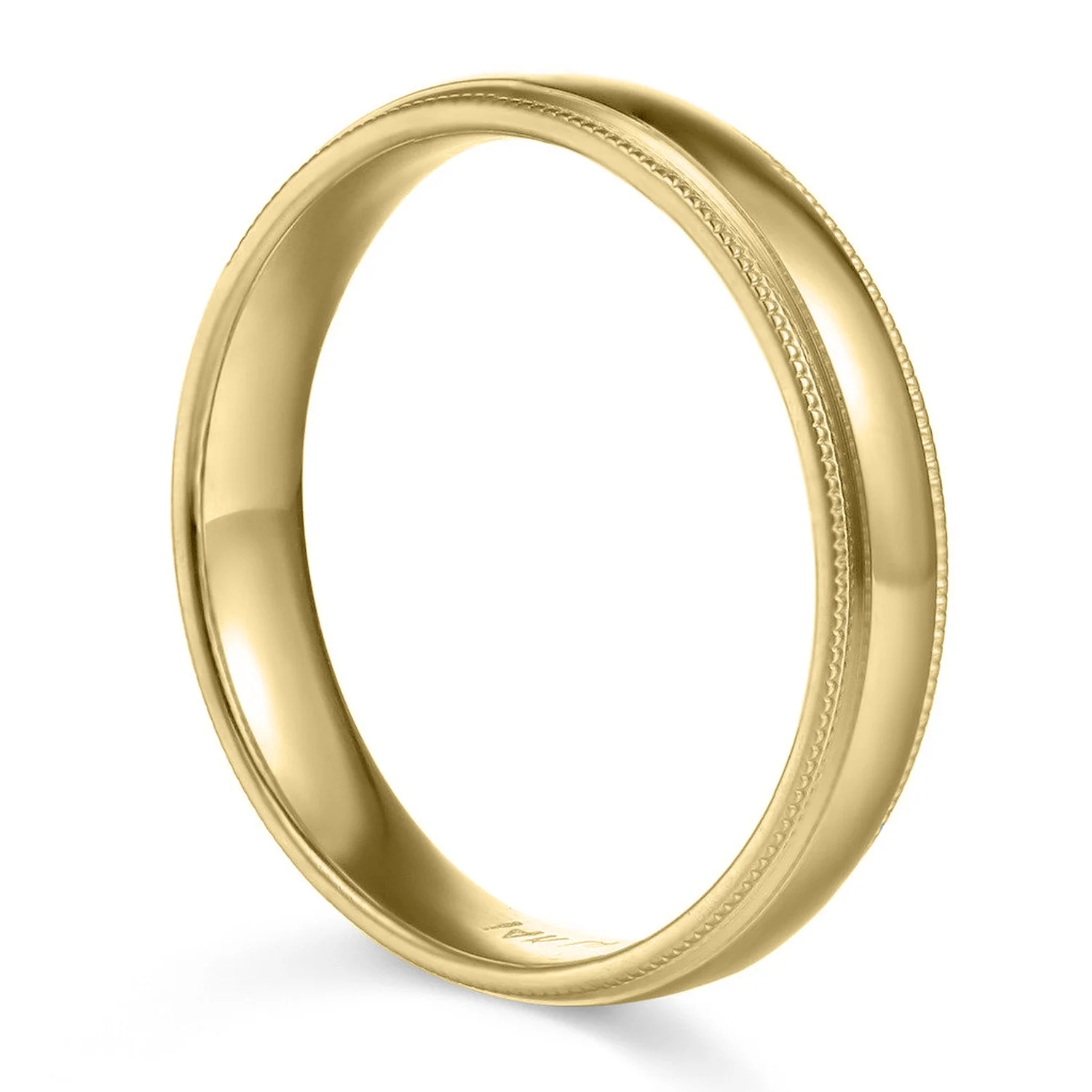 Precious Stars 14K Yellow Gold 3-mm Unisex Comfort-Fit Polished Milgrain Wedding Band