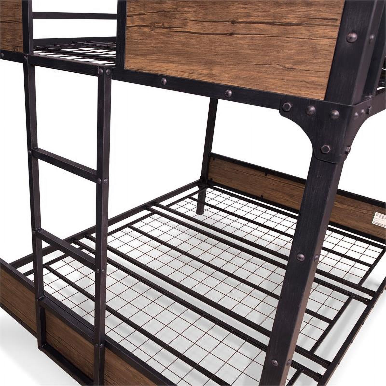 Bowery Hill Modern Steel Metal/Wood Full Over Full Bunk Bed in Black