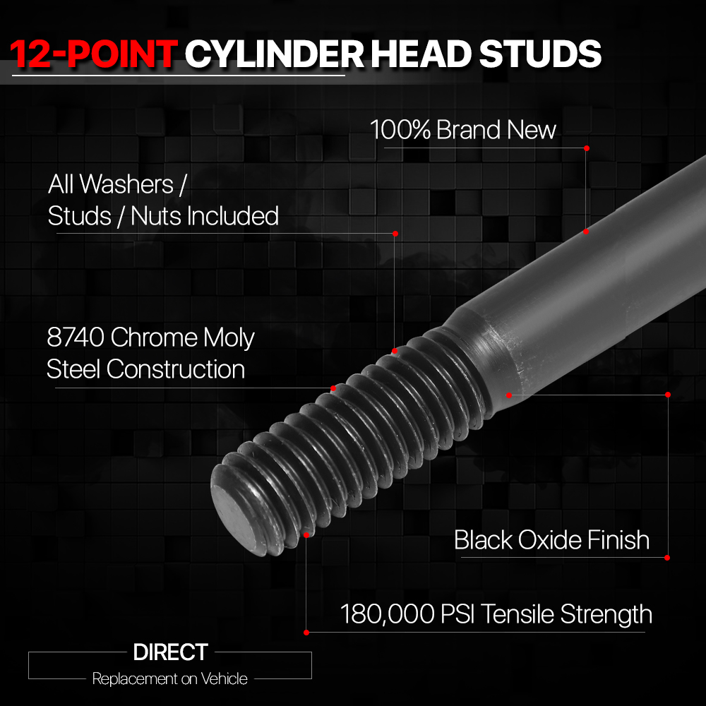 Front 12-point Cylinder Head Stud Nuts Set Kits for 55-00 Chevy Small Block SBC Fits select: 1988-2000 CHEVROLET GMT-400, 1967-2000 CHEVROLET CAMARO