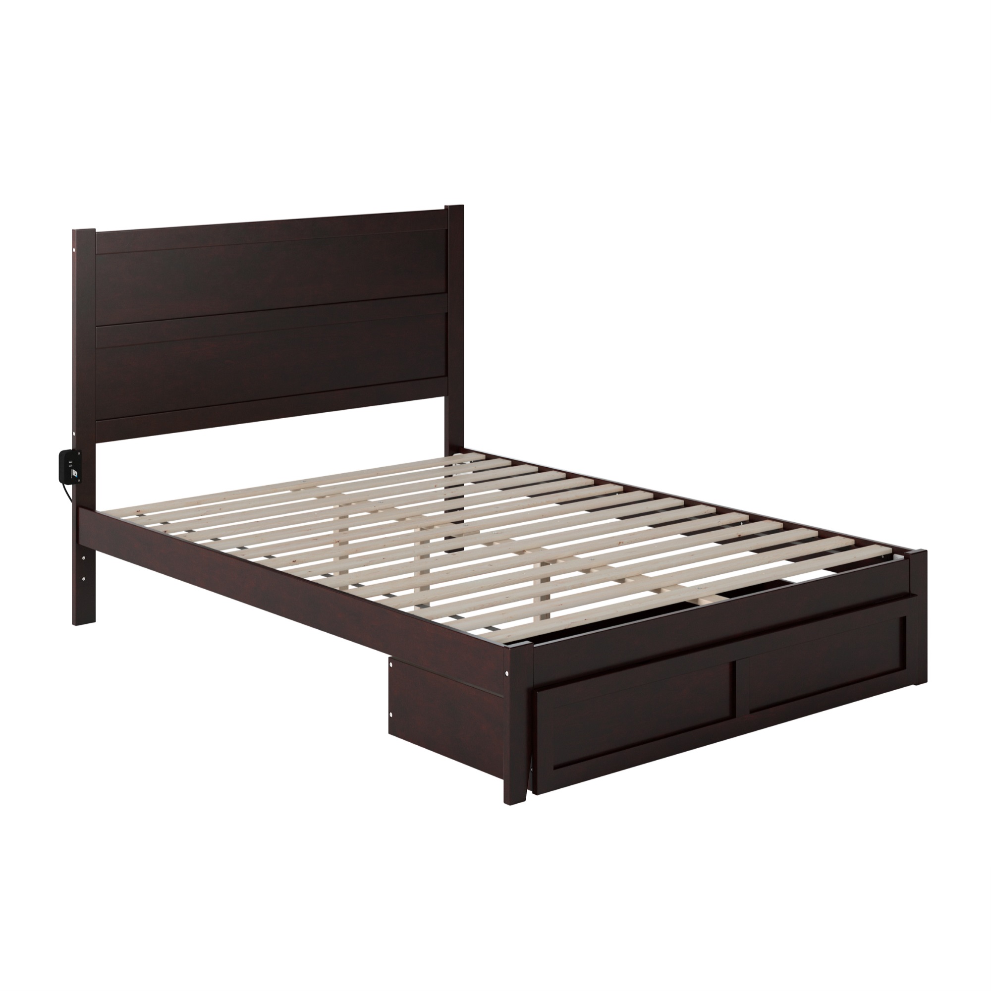 AFI NoHo Queen Solid Wood Bed with Foot Drawer in Espresso