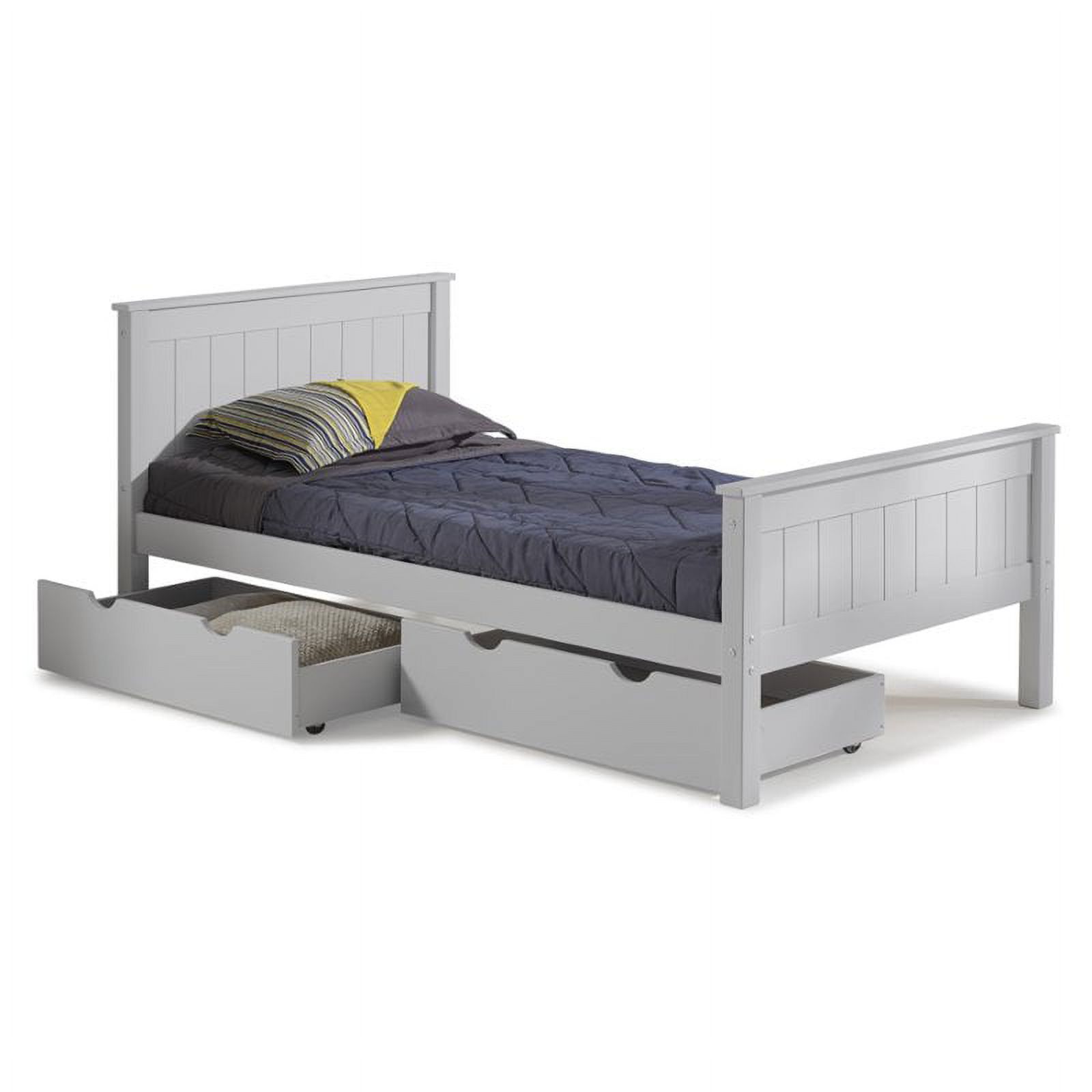Rosebery Kids Twin Wood Platform Bed with Storage Drawers in Dove Gray