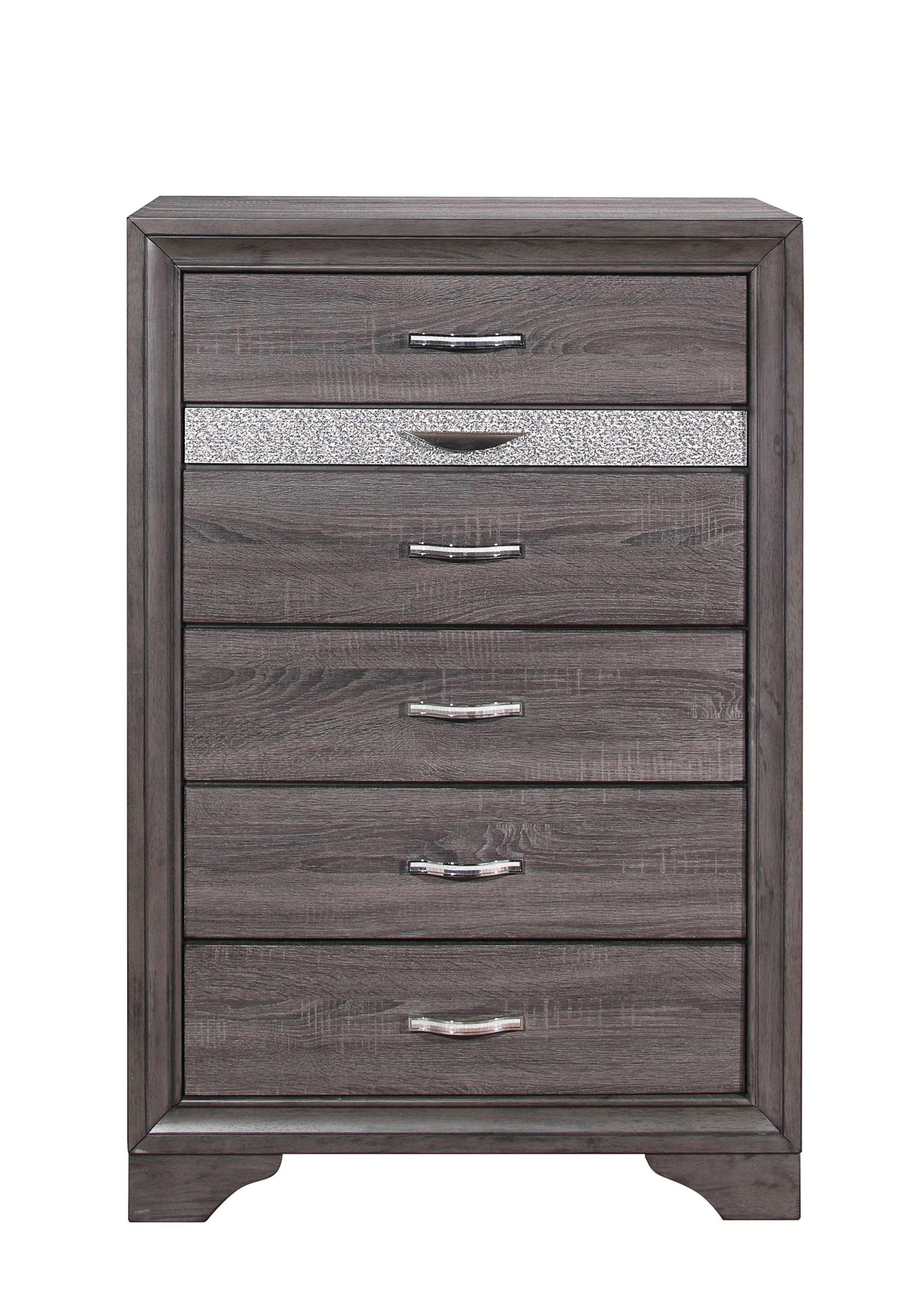 HomeRoots 478646 52 x 35 x 17 in. Gray Manufactured Wood Six Drawers Standard Chest